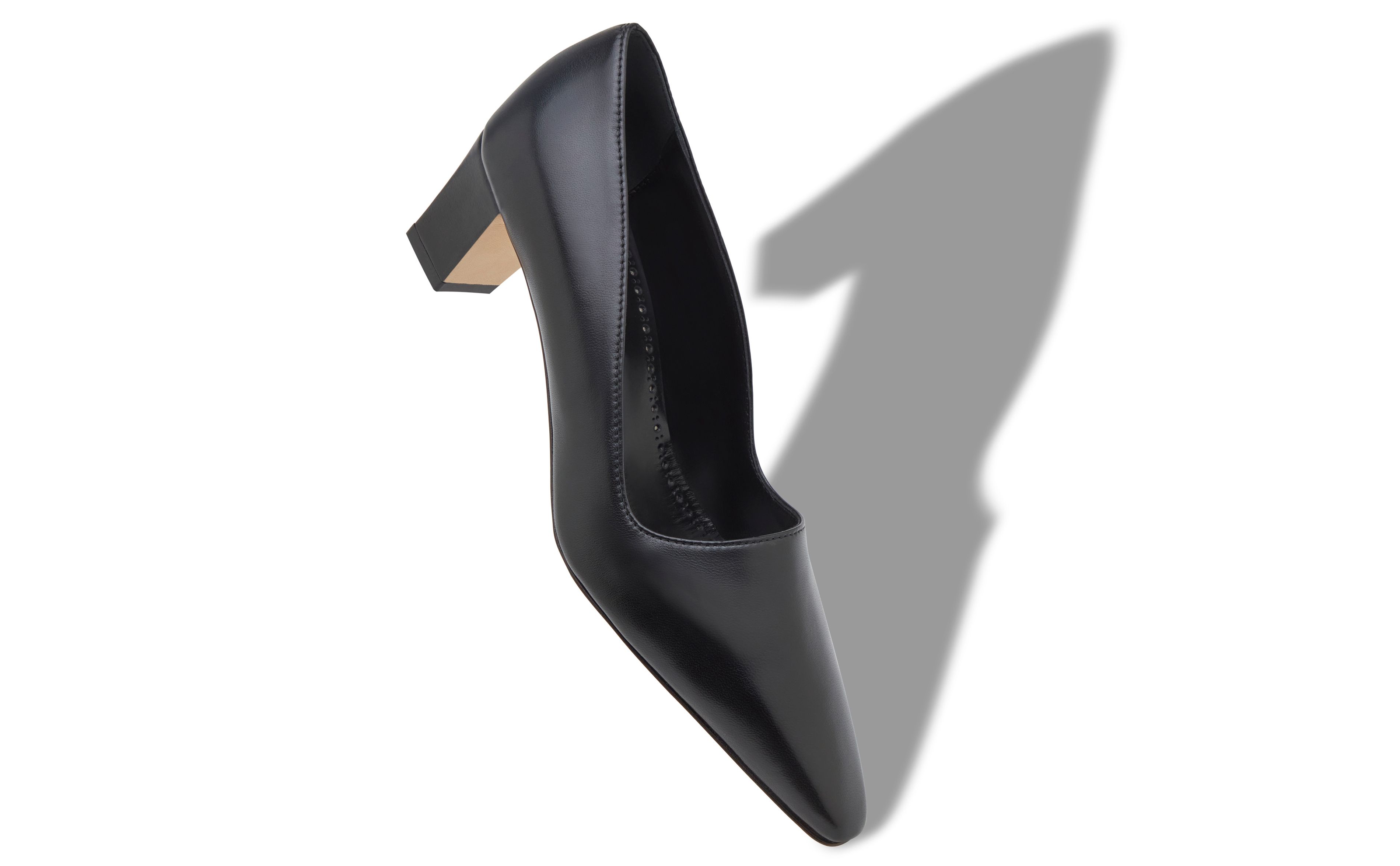 Designer Black Nappa Leather Pointed Toe Pumps - Image small_image