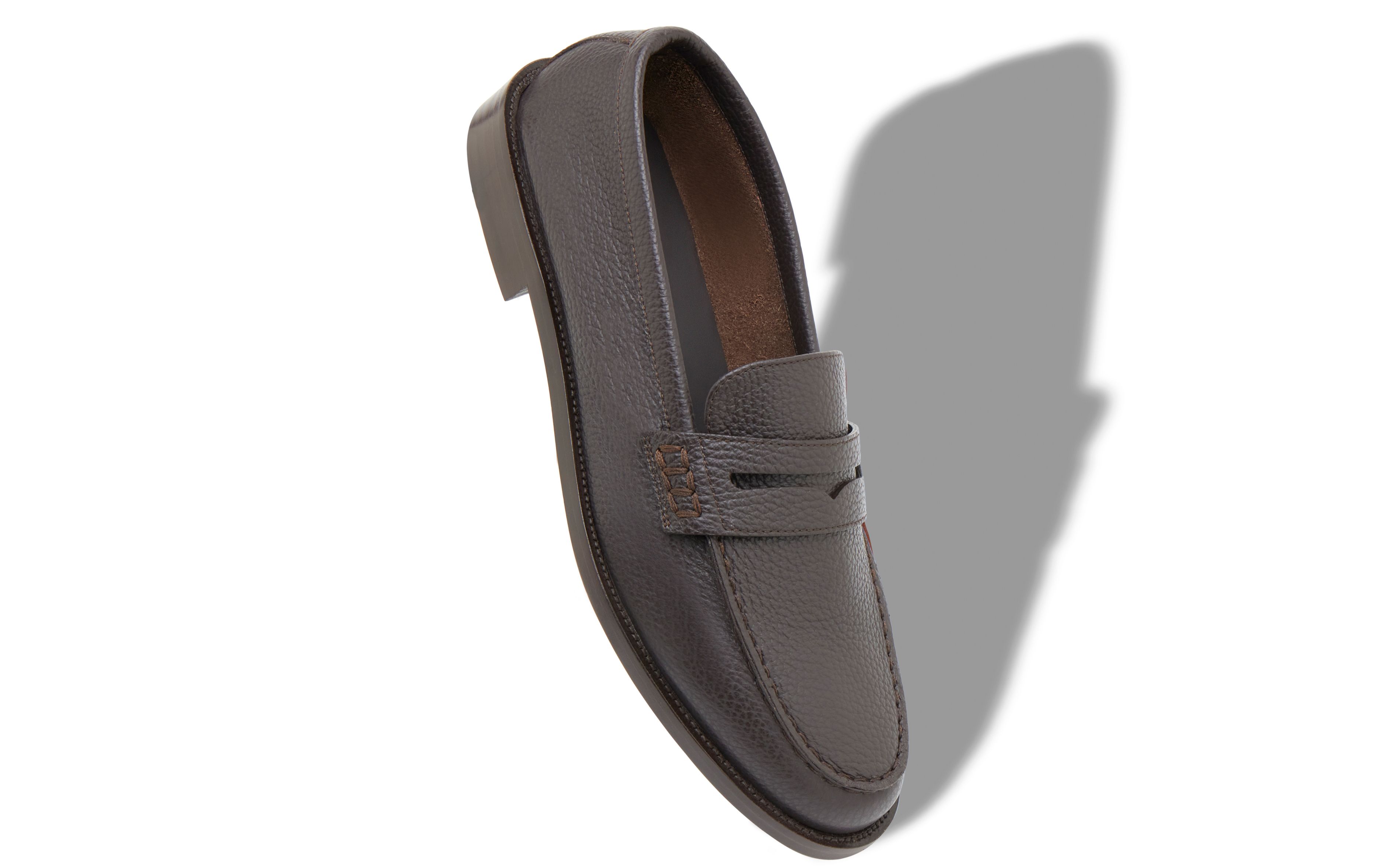 Designer Dark Brown Calf Leather Penny Loafers - Image small_image