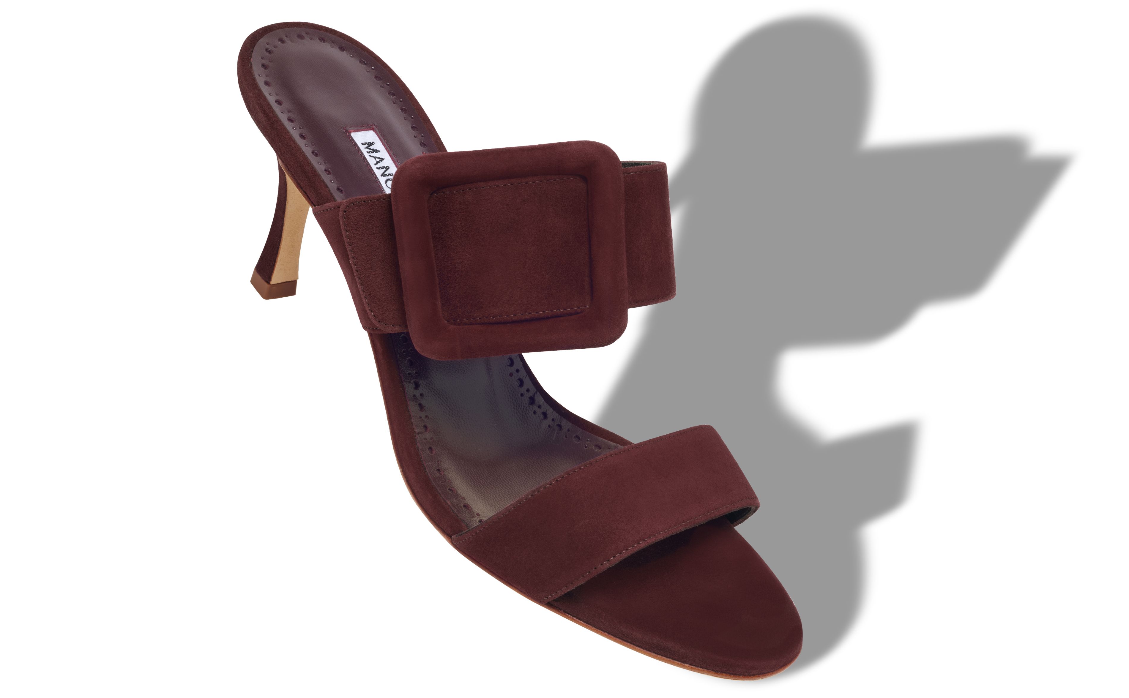 Designer Dark Red Suede Open Toe Mules - Image small_image