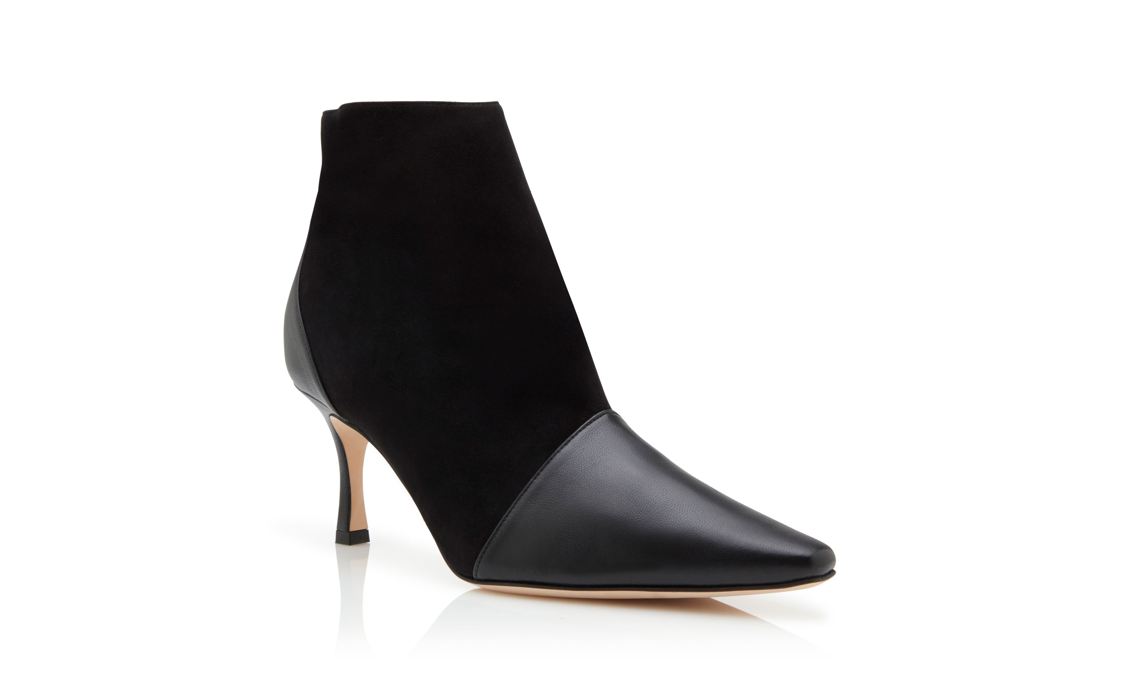 Designer Black Suede Pointed Toe Ankle Boots - Image Upsell