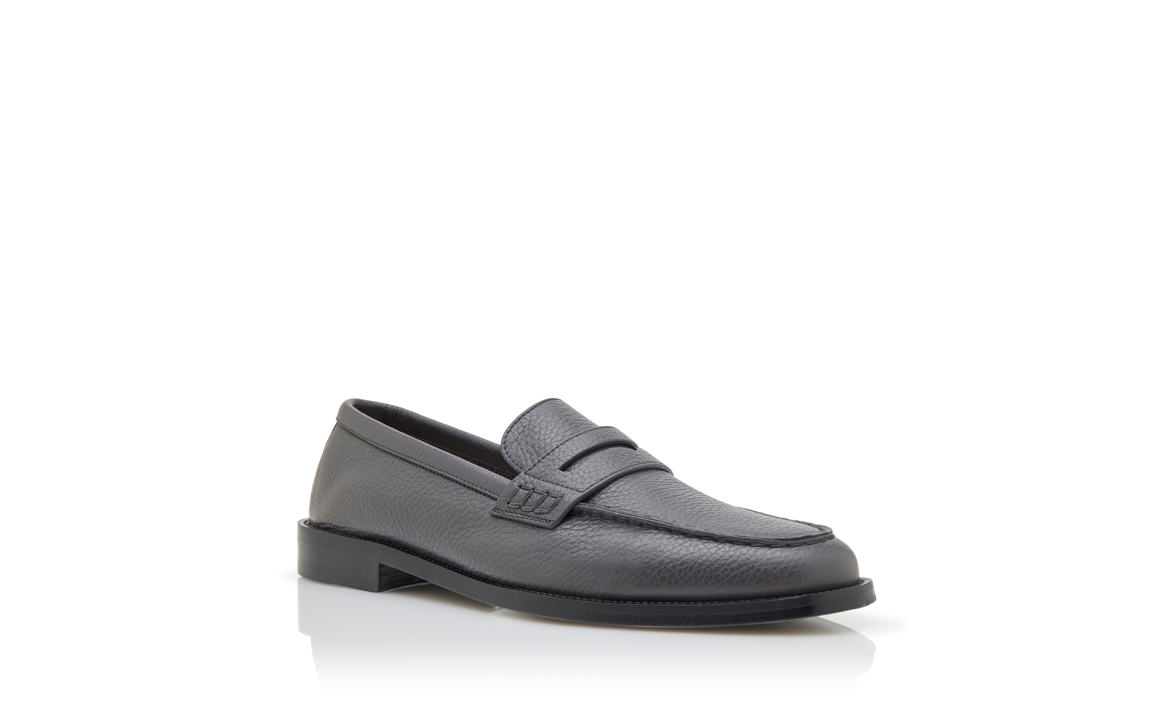 Designer Dark Grey Calf Leather Penny Loafers - Image Upsell