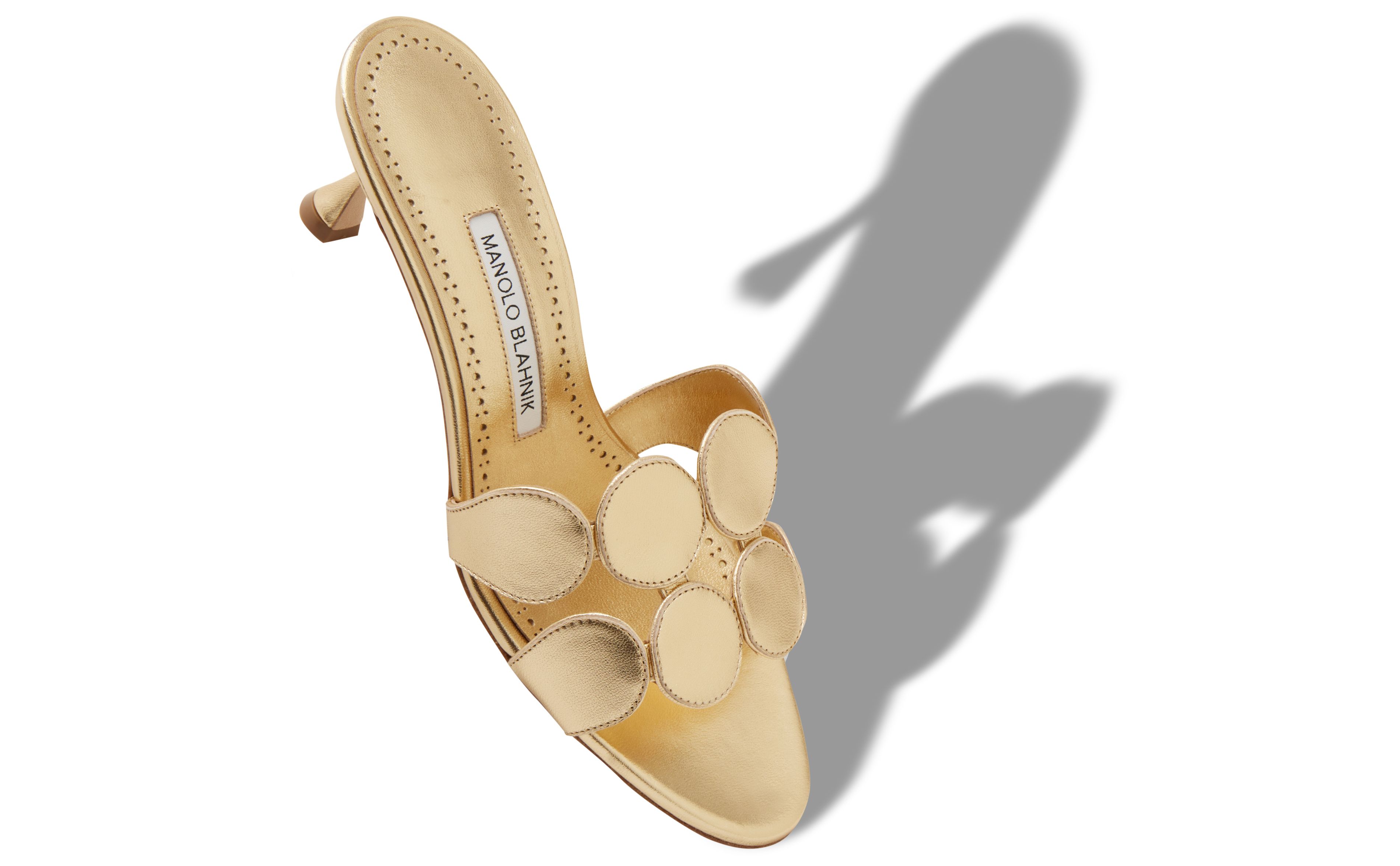 Designer Gold Nappa Leather Mules - Image small_image