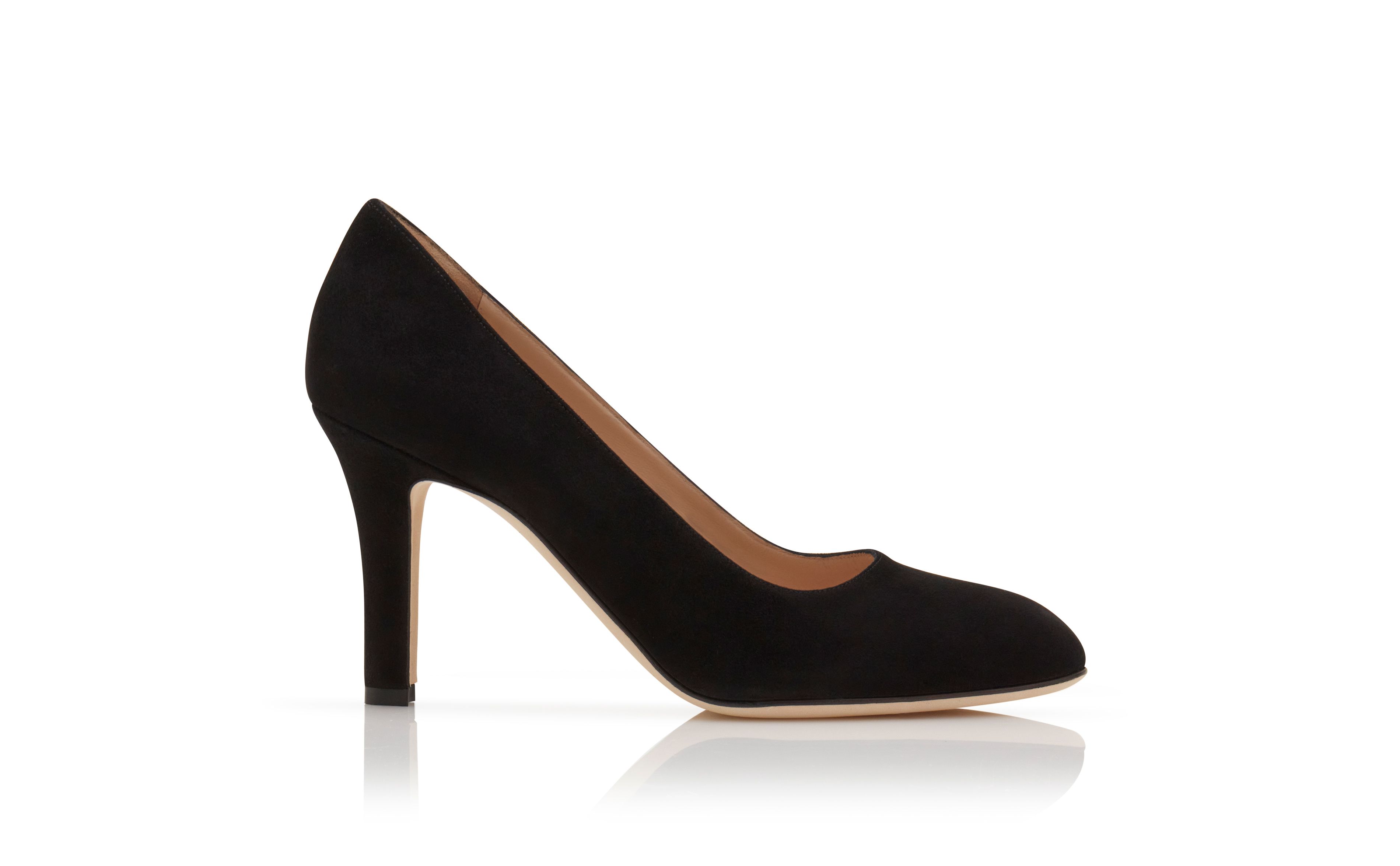 Black suede 2025 pumps round toe