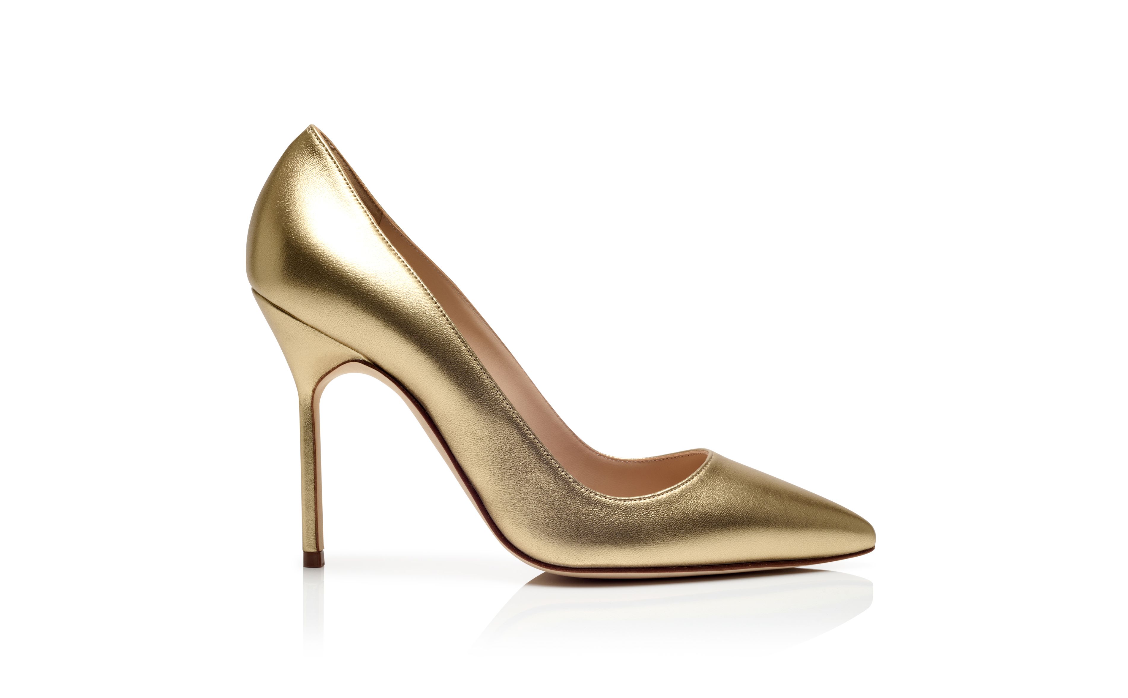 BB | Gold Nappa Leather Pointed Toe Pumps | Manolo Blahnik