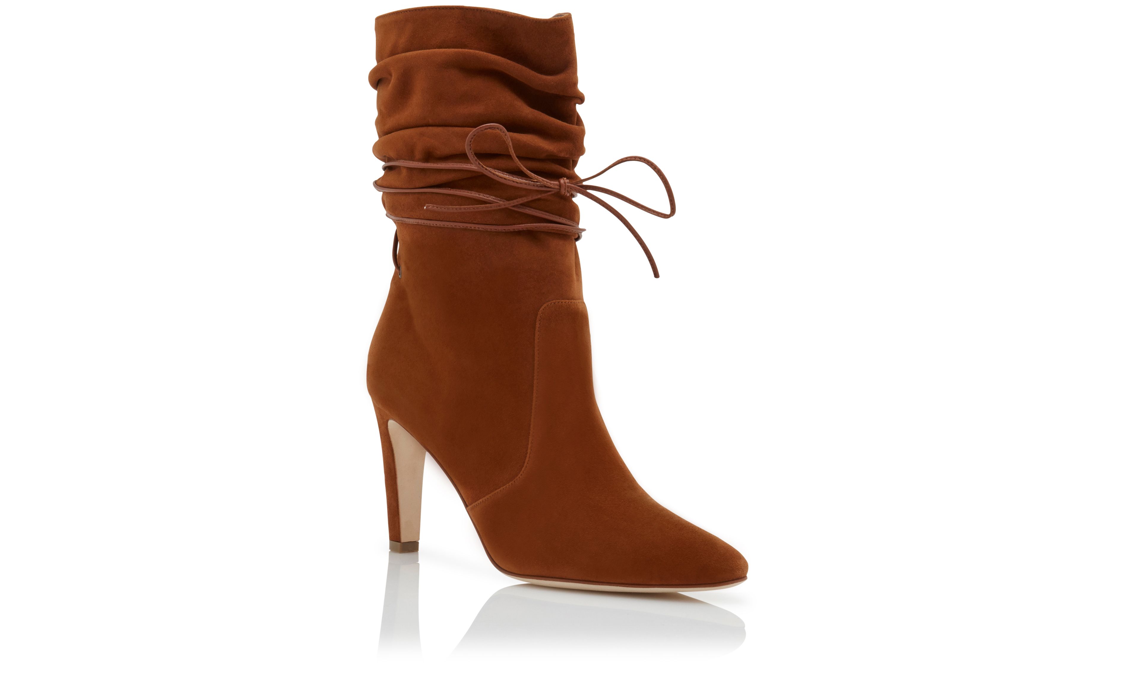 CAVASHIPLA, Brown Suede Slouchy Ankle Boots