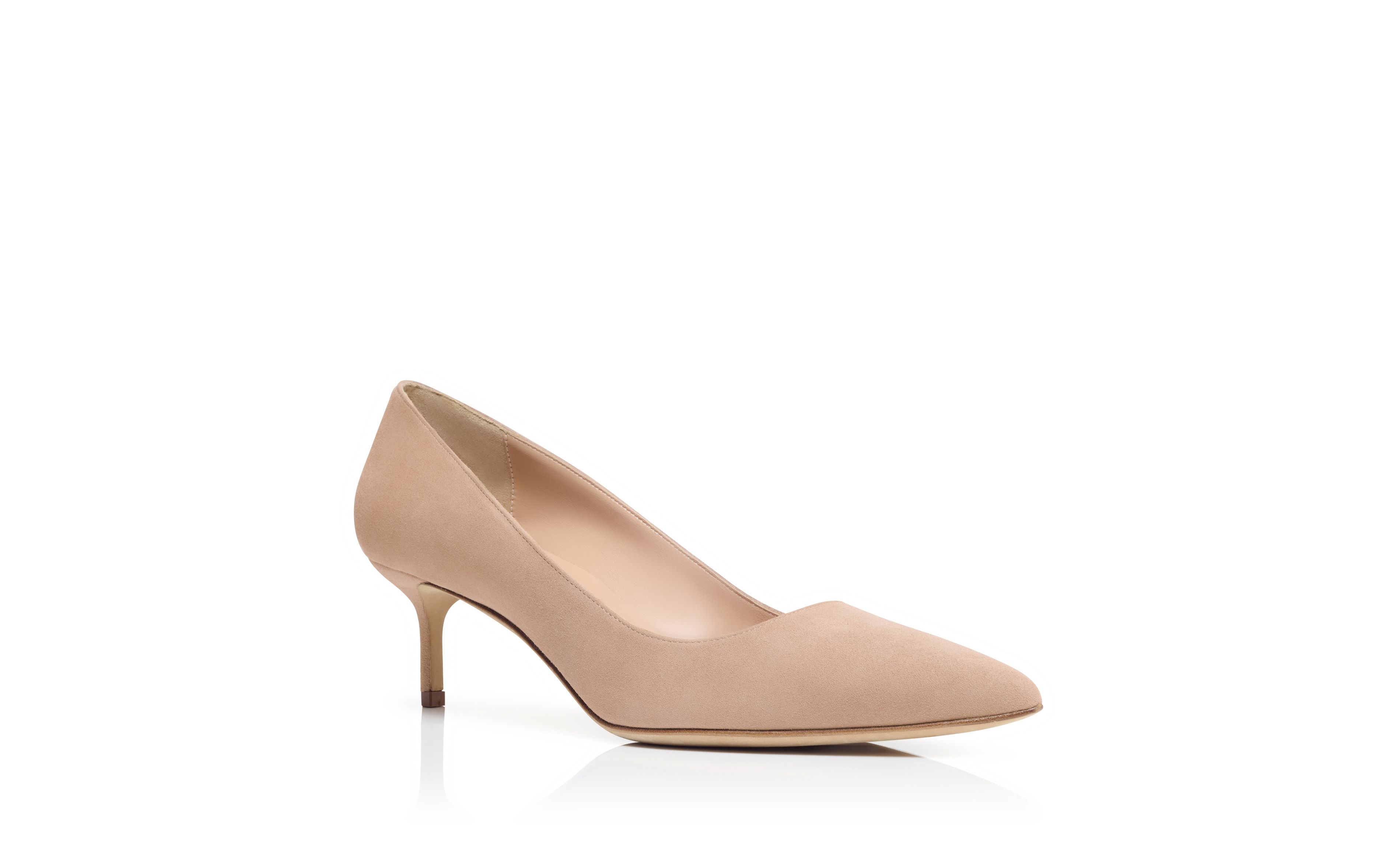 Designer Light Beige Suede Pointed Toe Pumps - Image Upsell