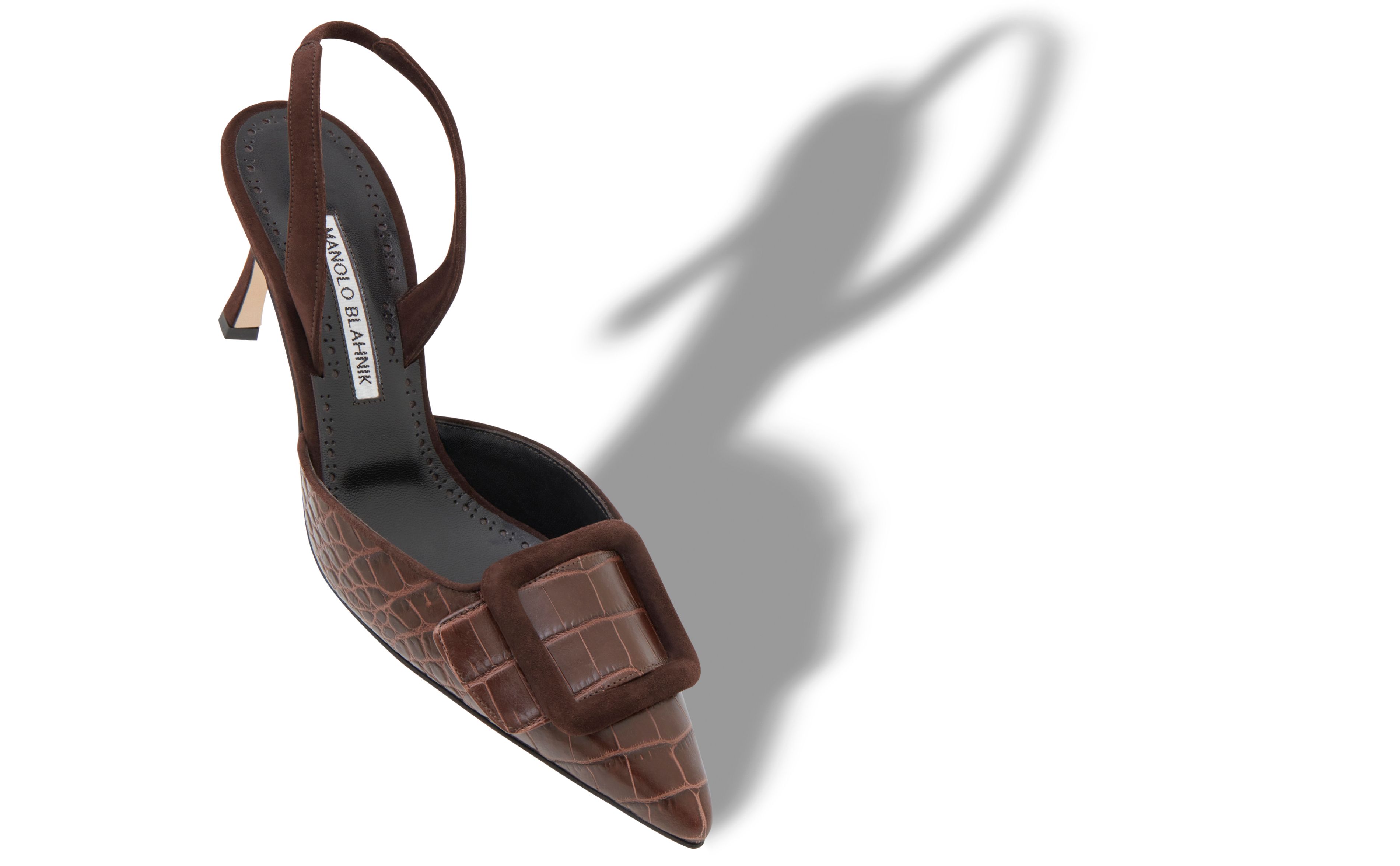 Designer Brown Calf Leather Slingback Pumps - Image small_image