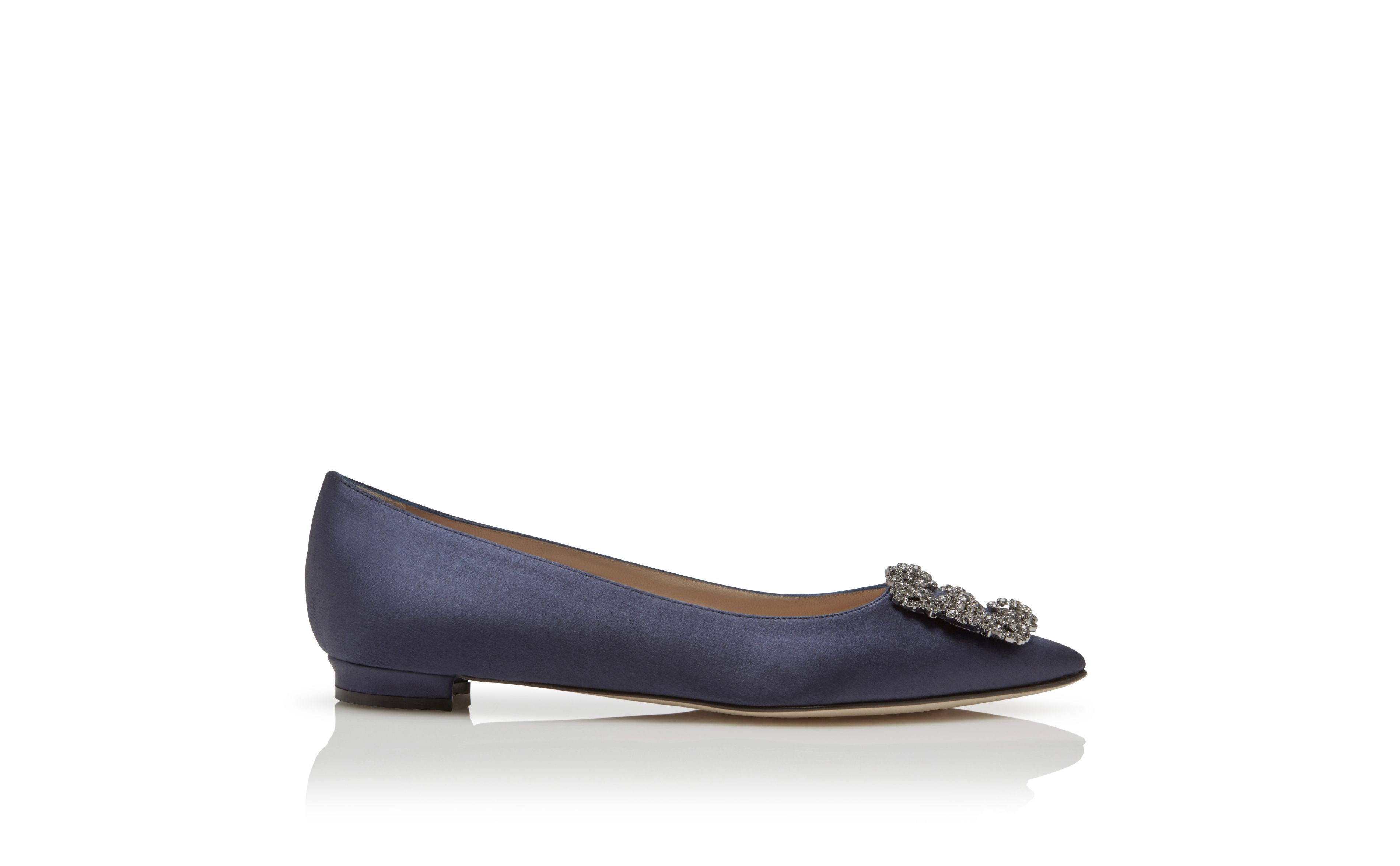 navy satin ballet flats