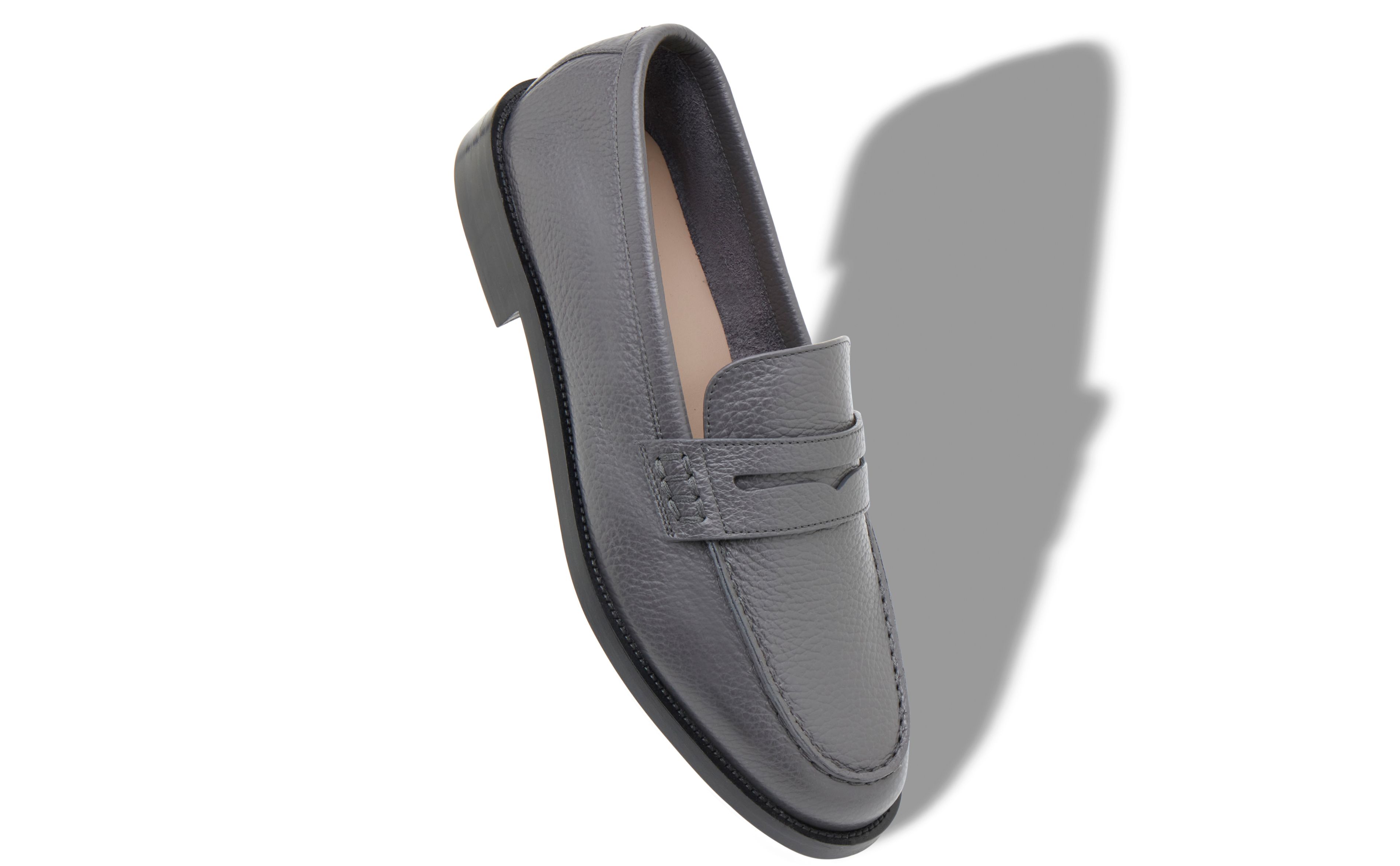 Designer Dark Grey Calf Leather Penny Loafers - Image small_image