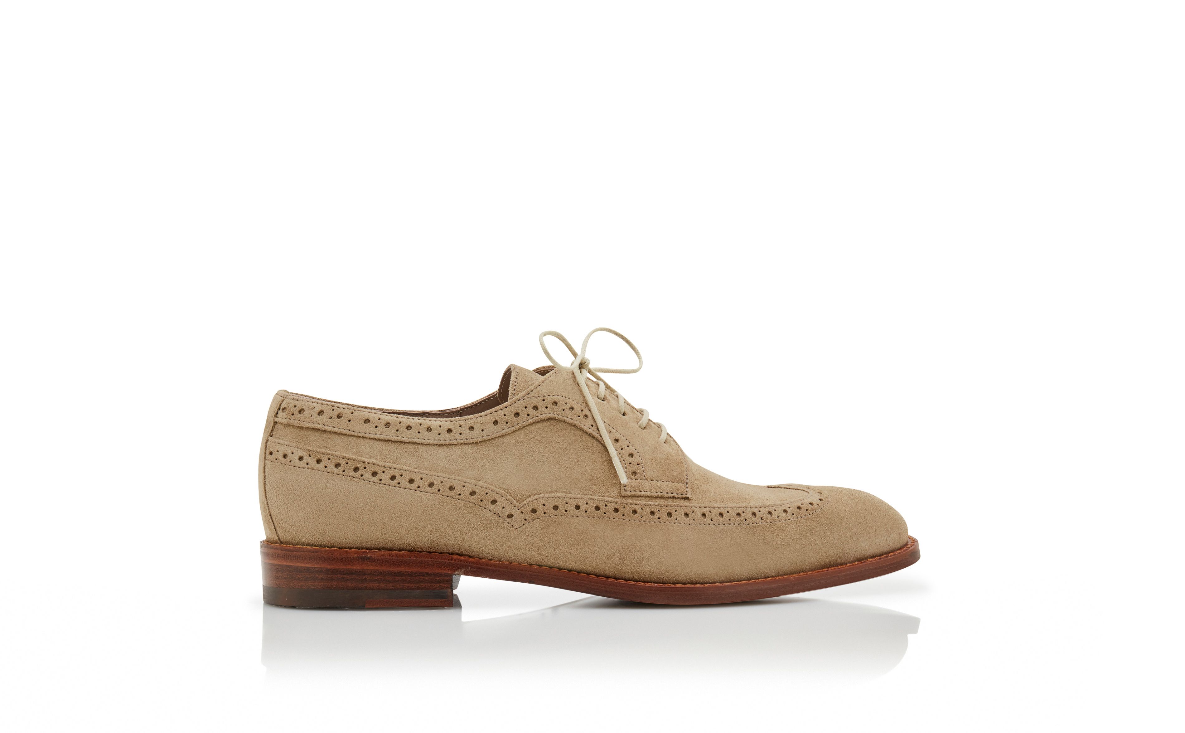 Designer Brown Suede Lace-Up Oxfords - Image Side View