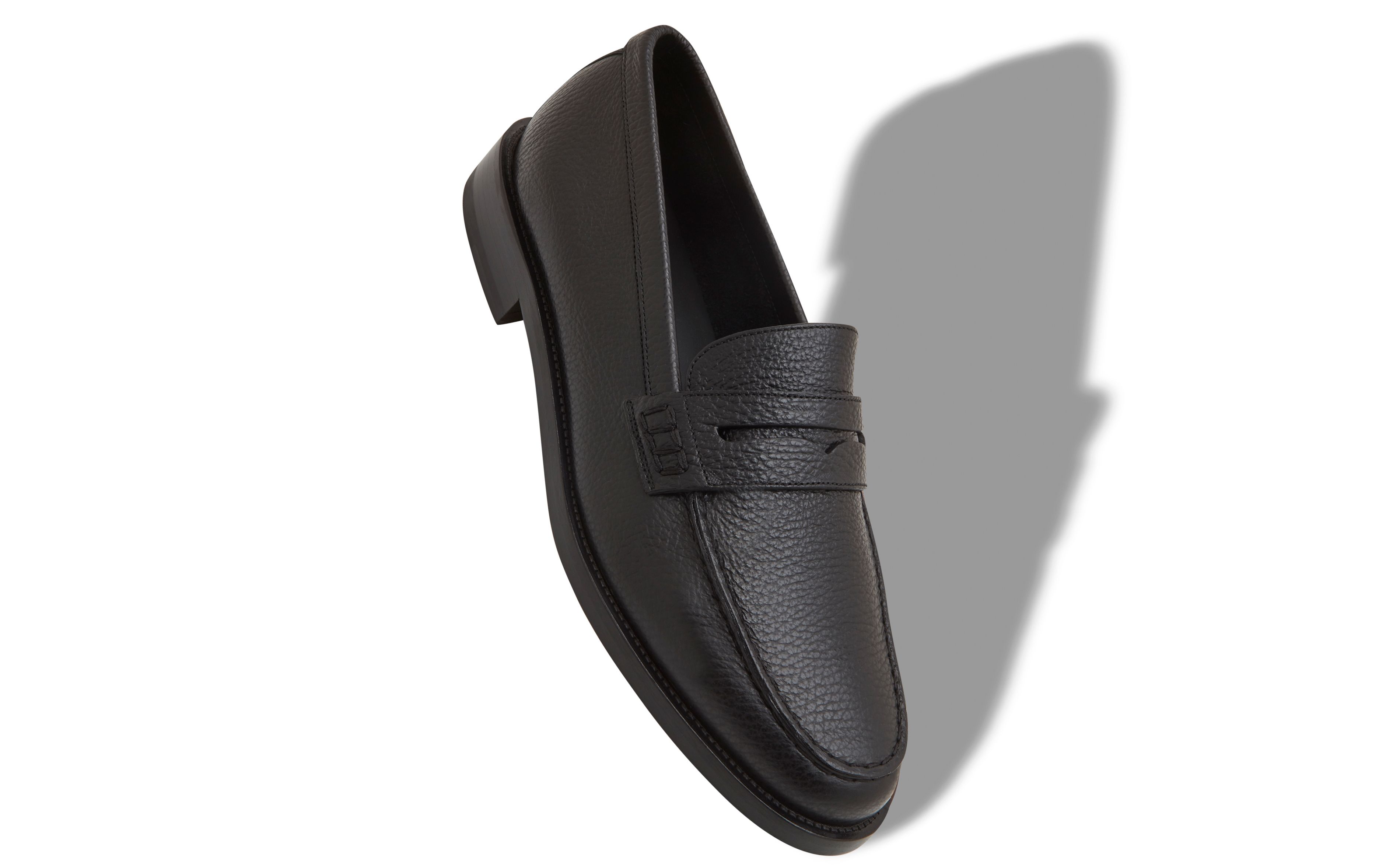 Designer Black Calf Leather Penny Loafers - Image small_image