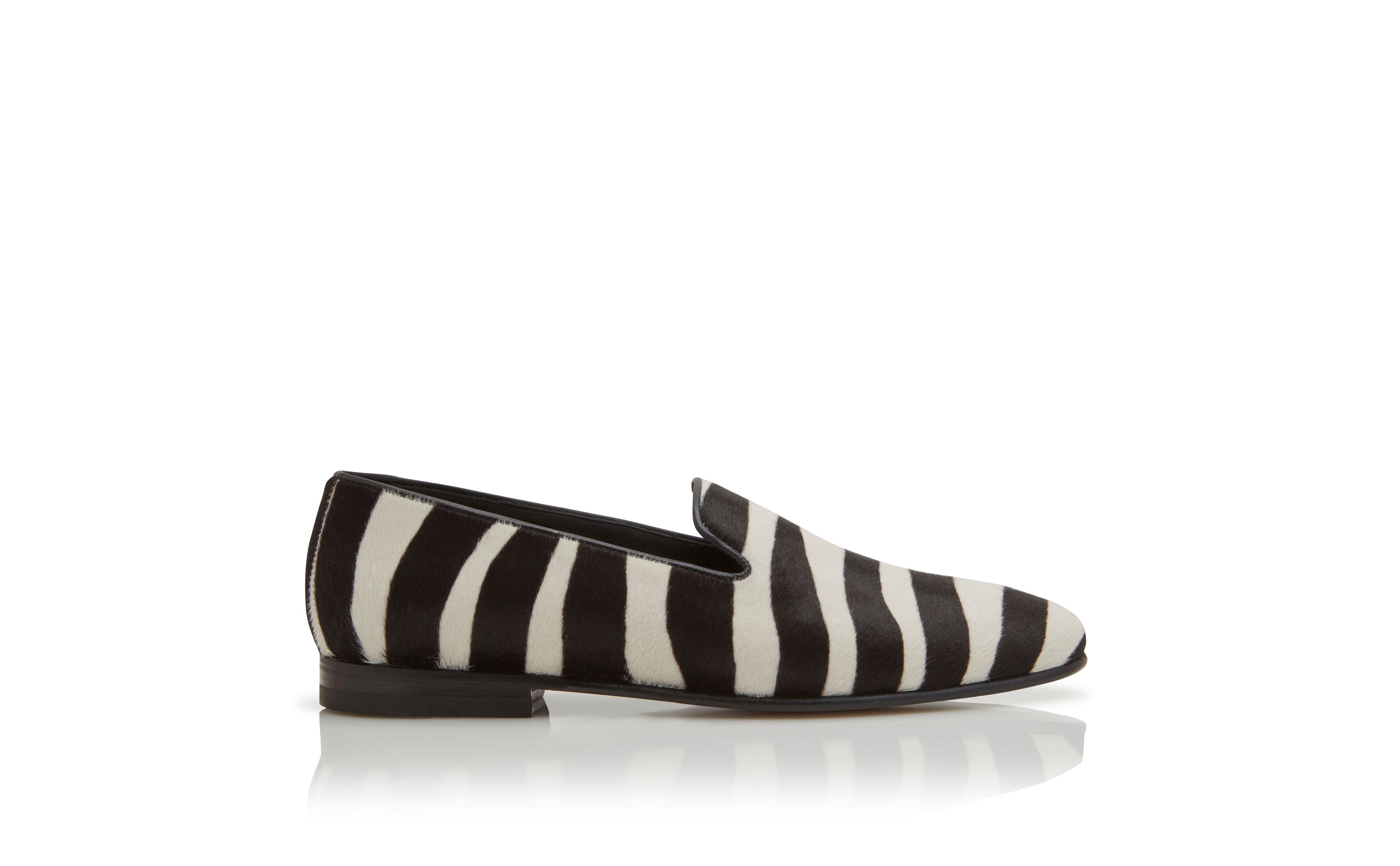 Designer Zebra Print Calf Hair Loafers - Image Side View