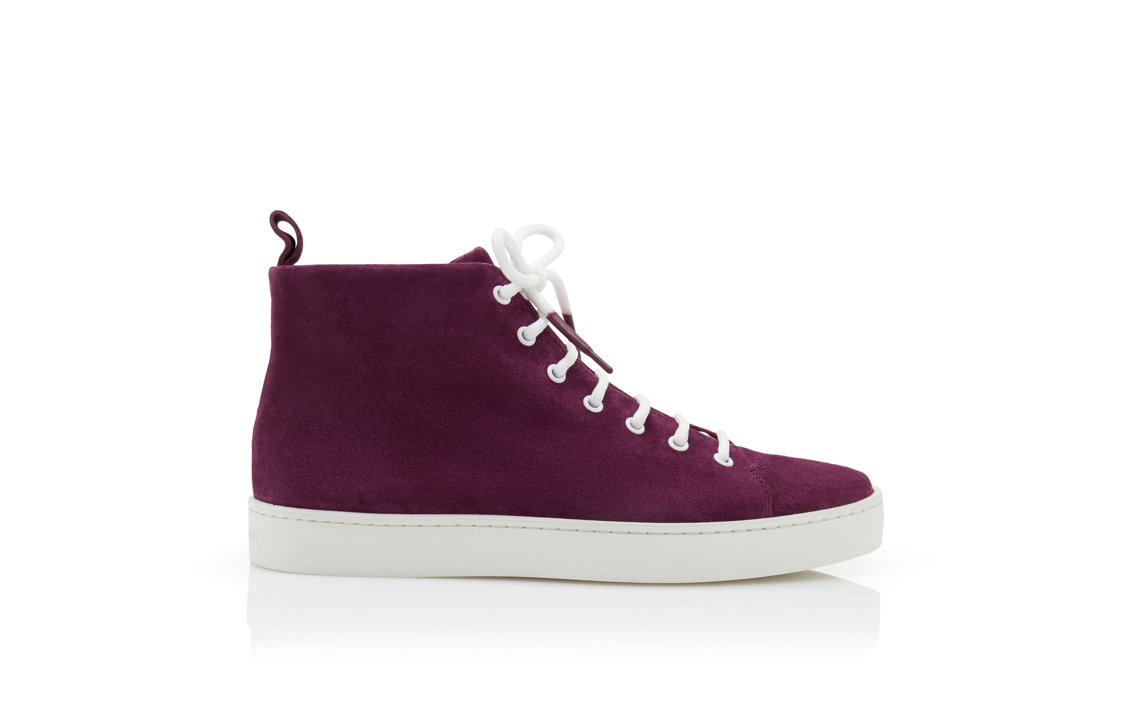 Designer Dark Purple Suede Lace-Up Sneakers - Image Side View