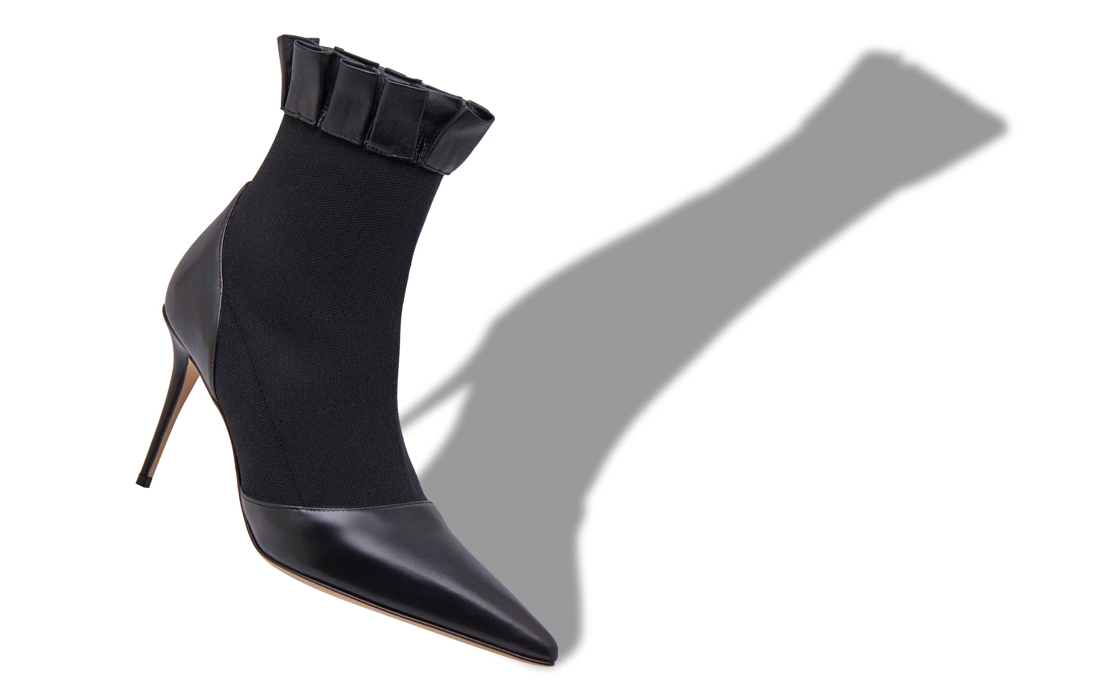 Designer Black Nappa Leather Ankle Boots - Image small_image