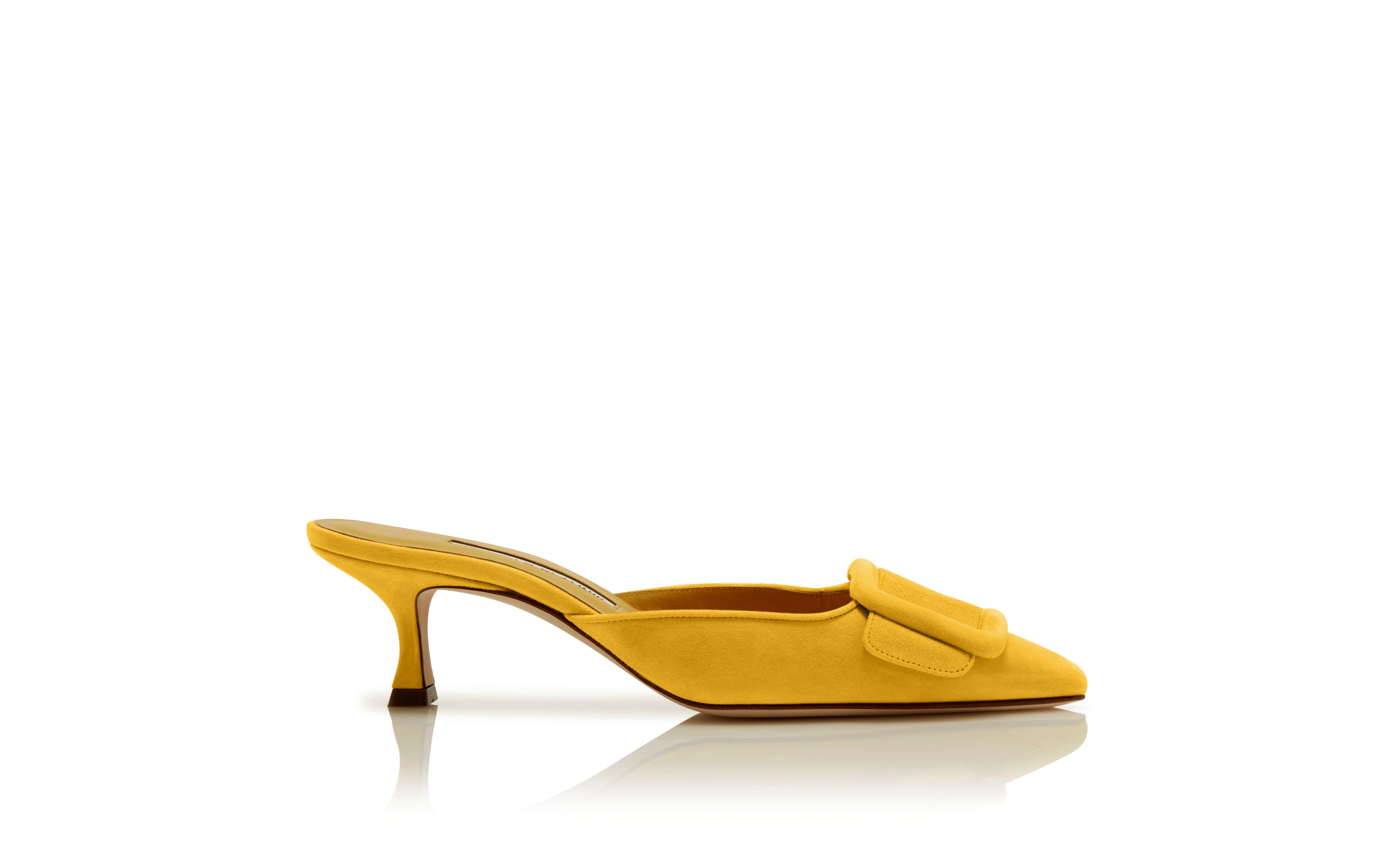 yellow suede mules