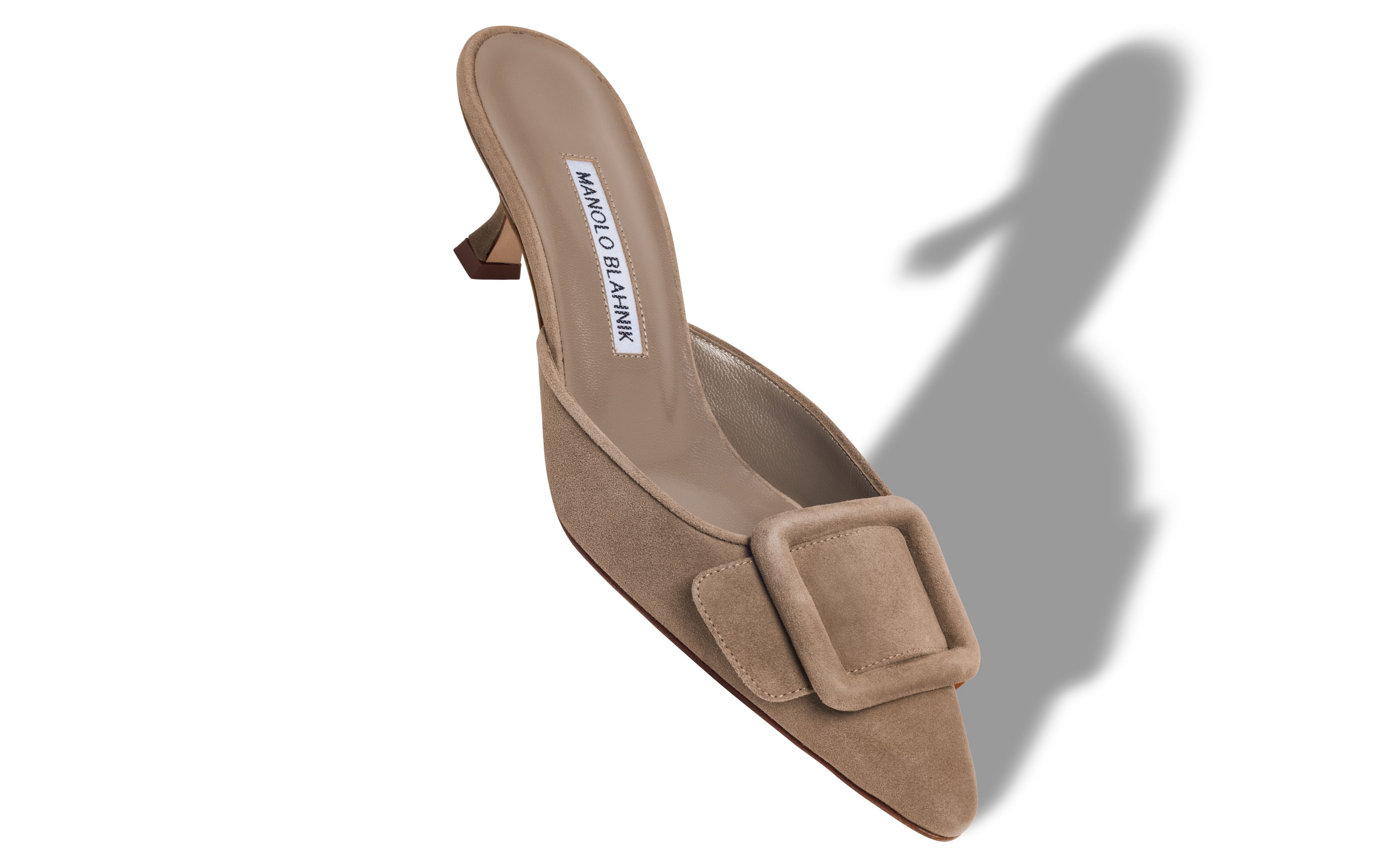 Designer Light Brown Suede Buckle Detail Mules - Image small_image