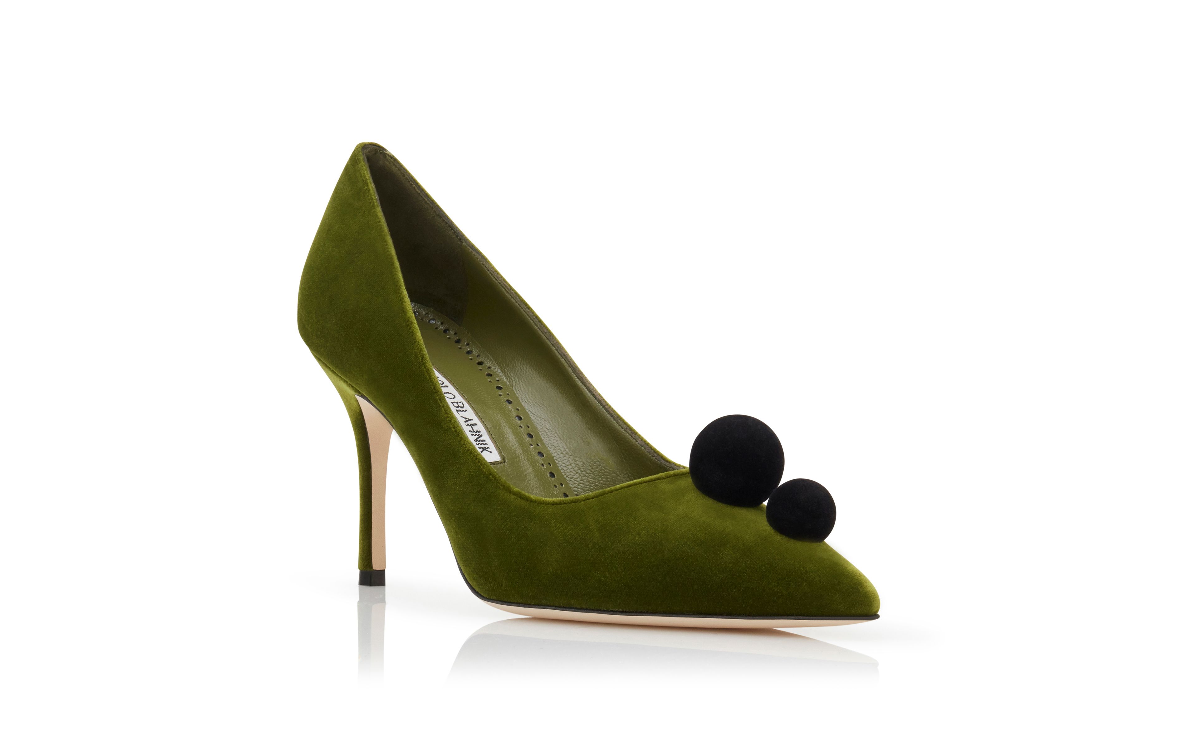 green pom pom heels