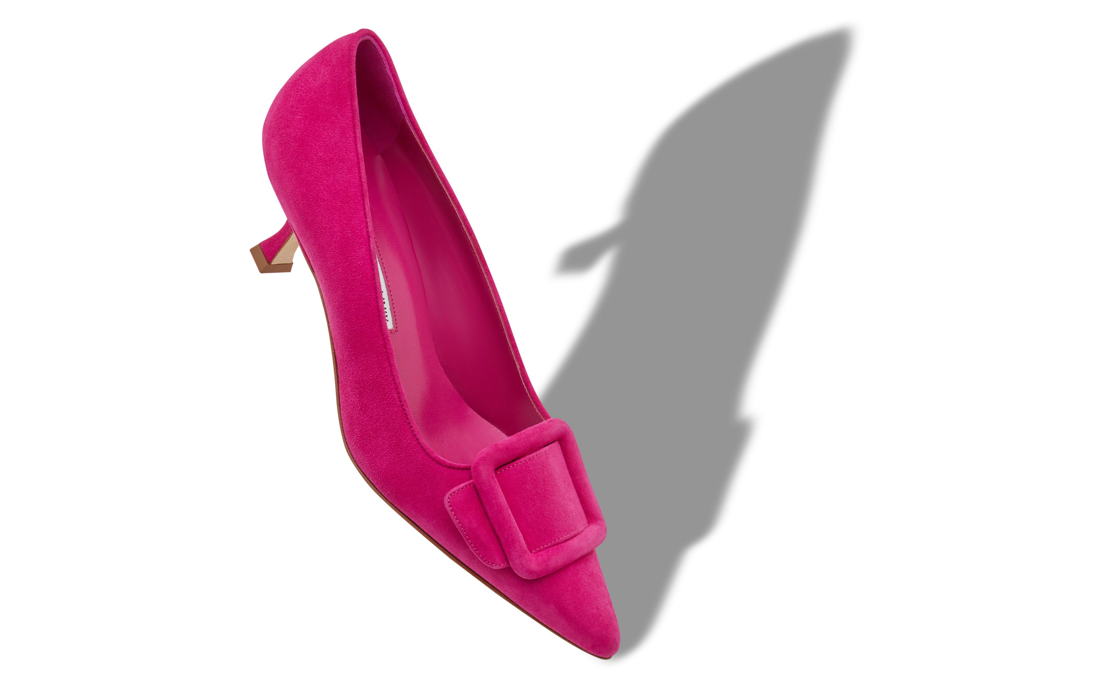 Designer Dark Pink Suede Buckle Detail Pumps - Image small_image