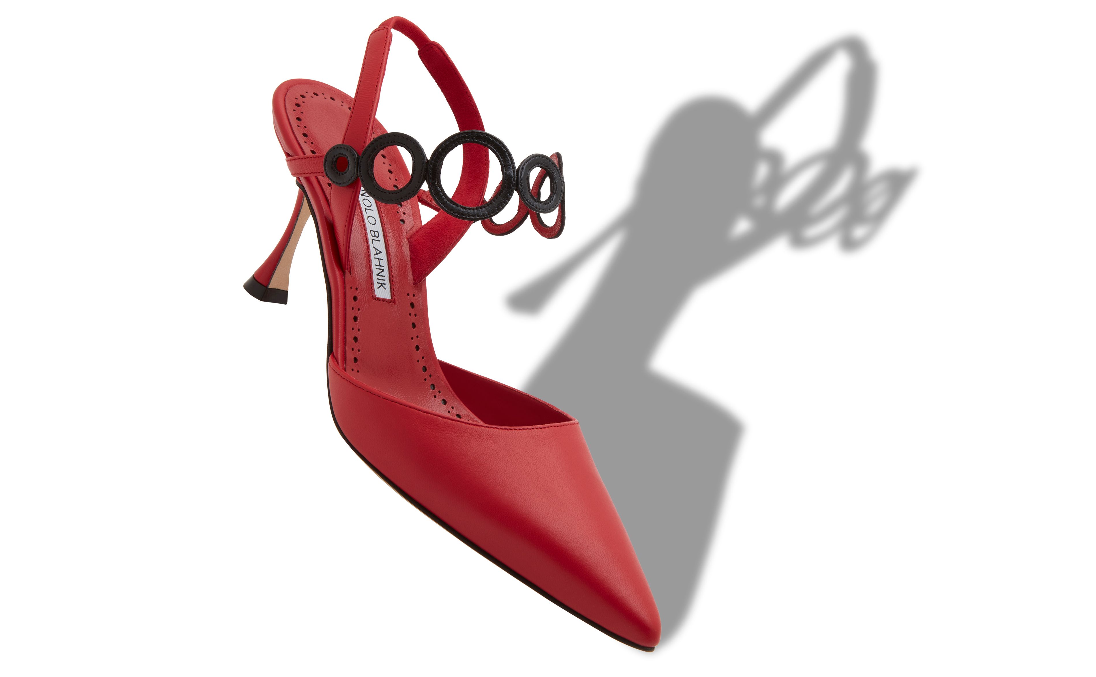 Designer Red Nappa Leather Slingback Pumps - Image small_image