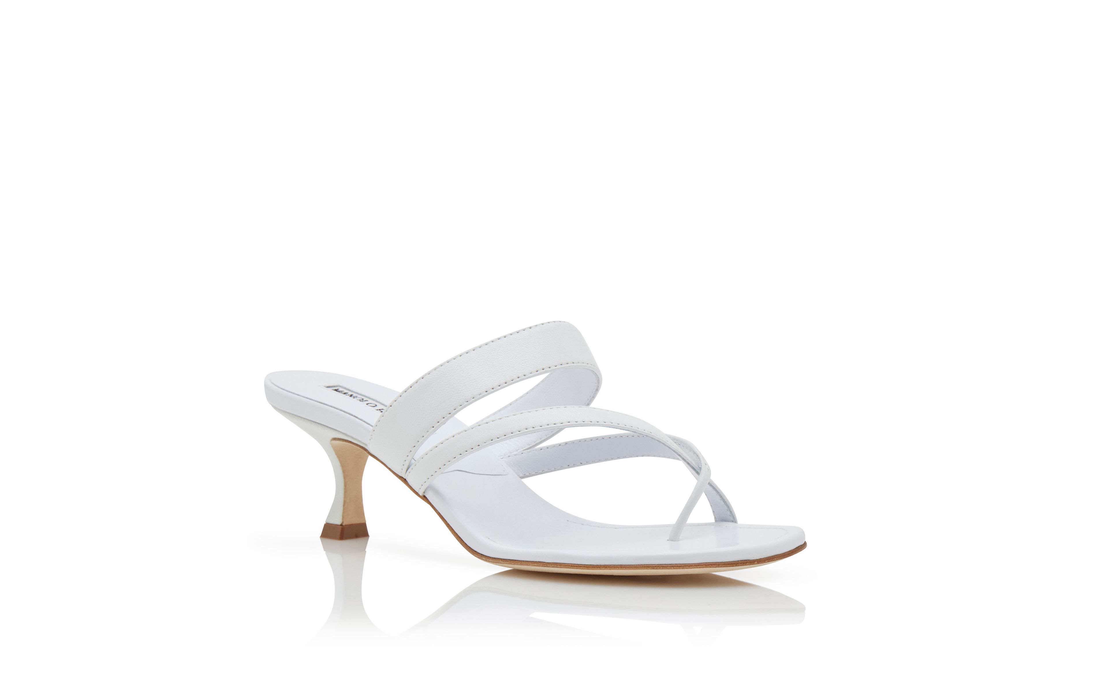 Designer White Nappa Leather Mules - Image Upsell