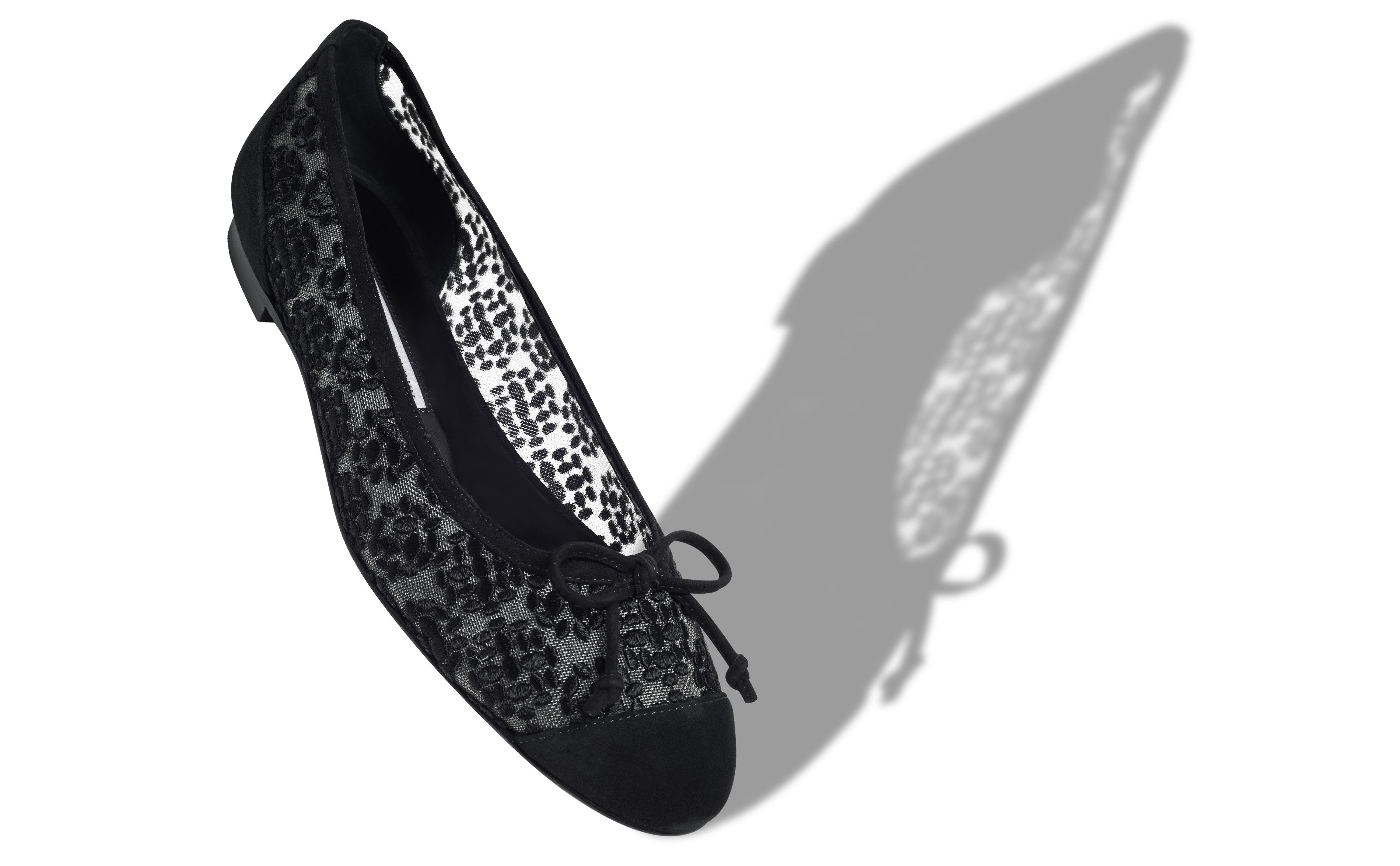 Designer Black Lace Ballerina Flats - Image small_image