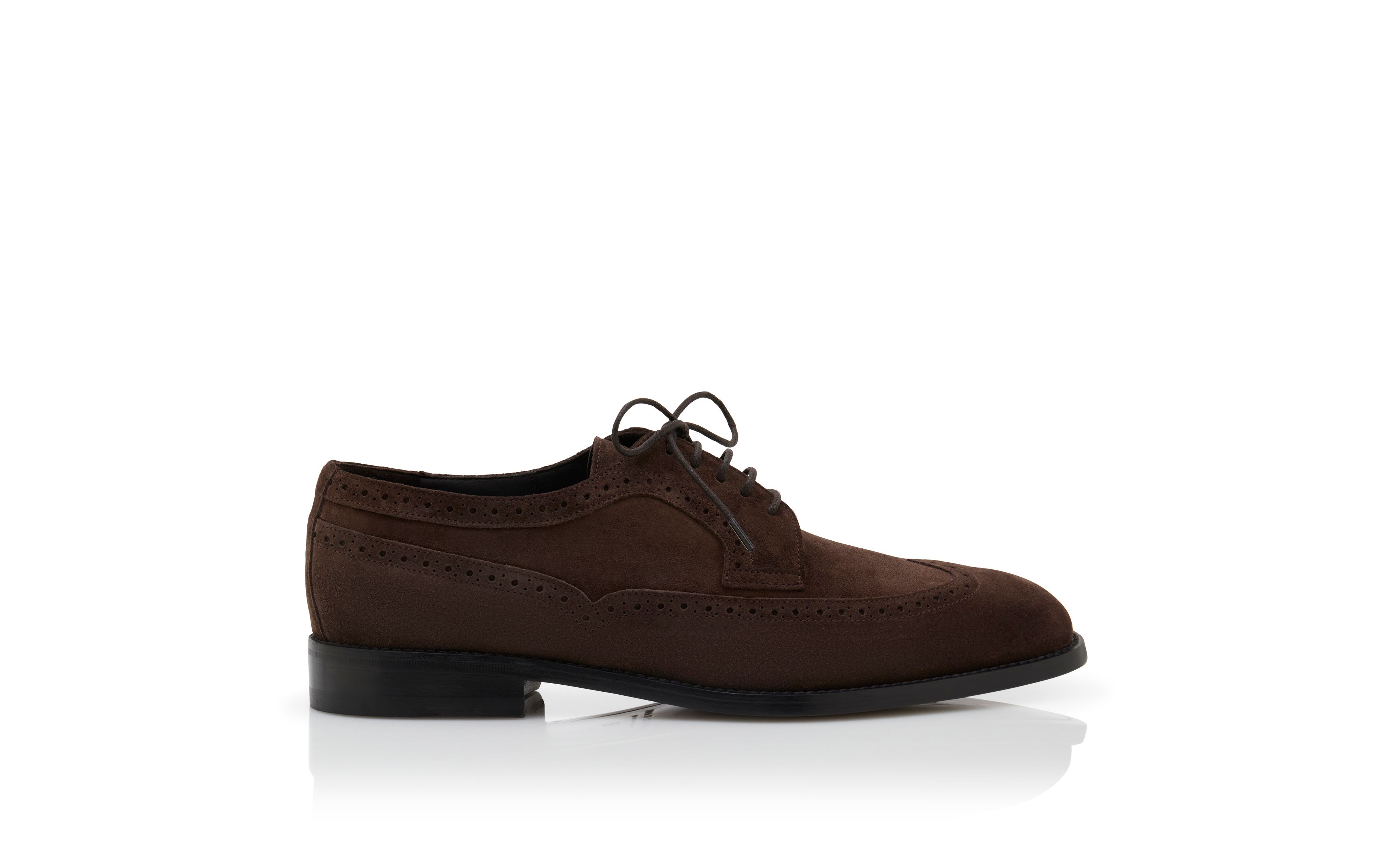 Designer Dark Brown Suede Lace-Up Oxfords - Image Side View