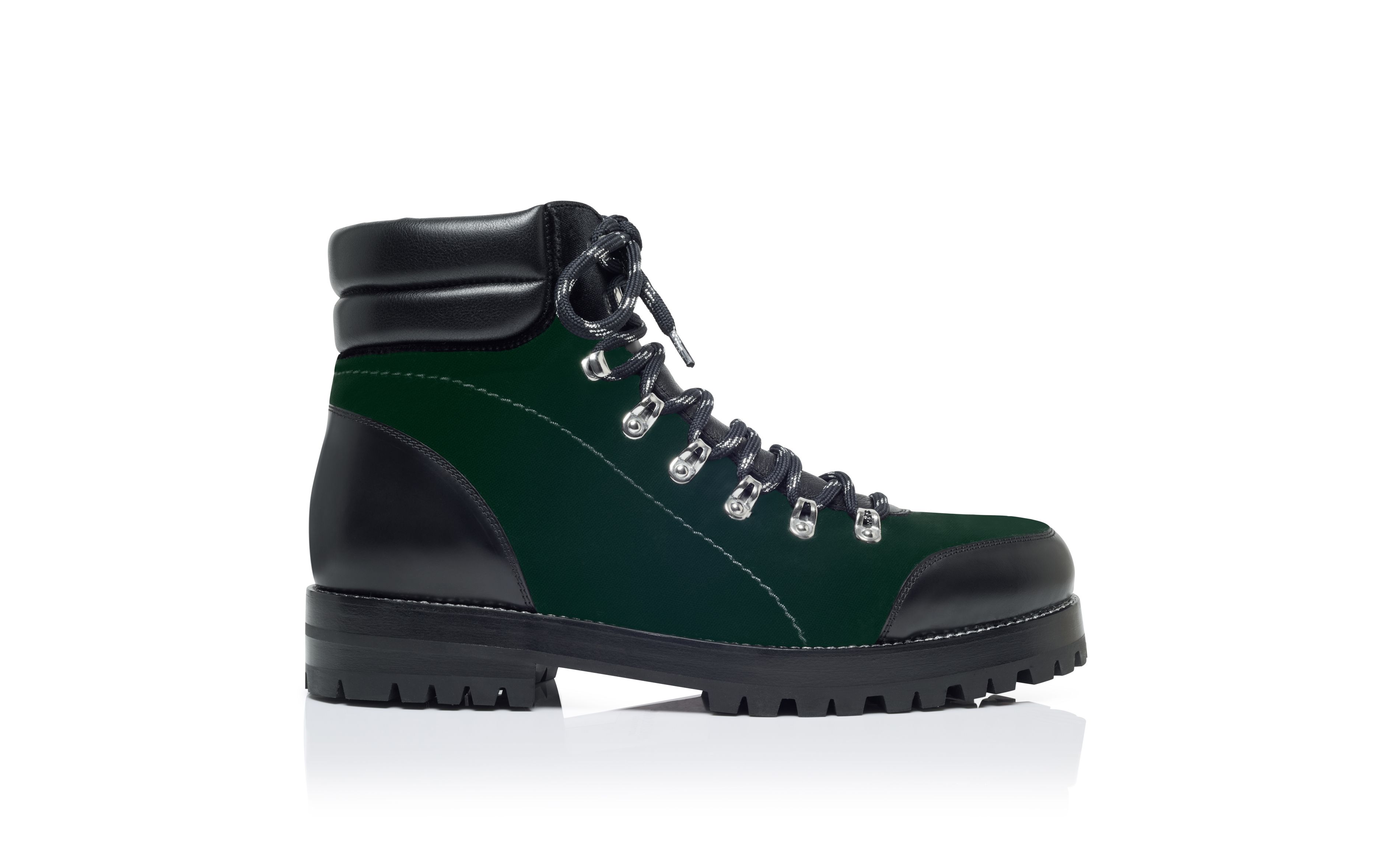 Designer Dark Green Velvet Ankle Boots - Image Side View