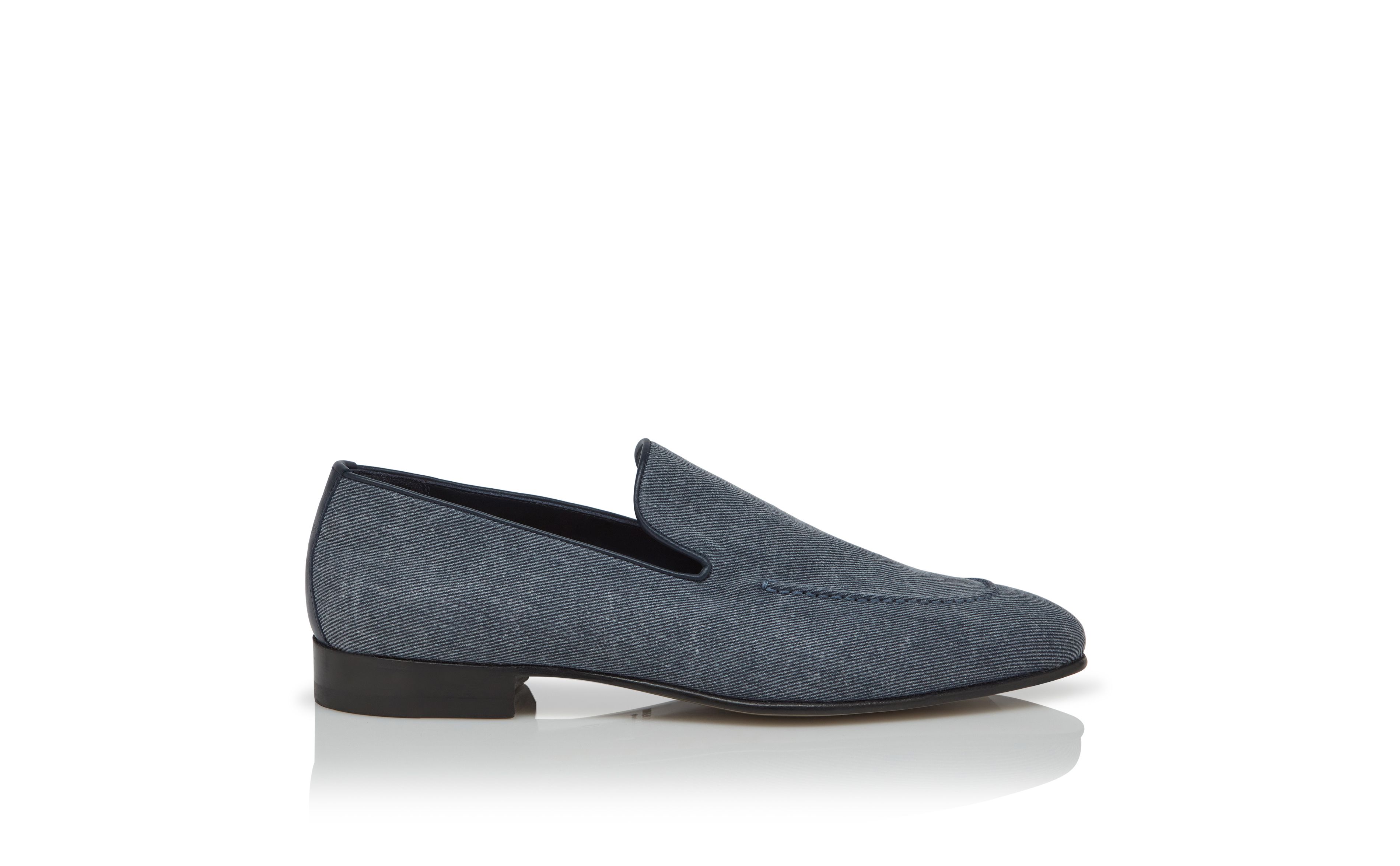 Designer Blue Denim Loafers  - Image Side View