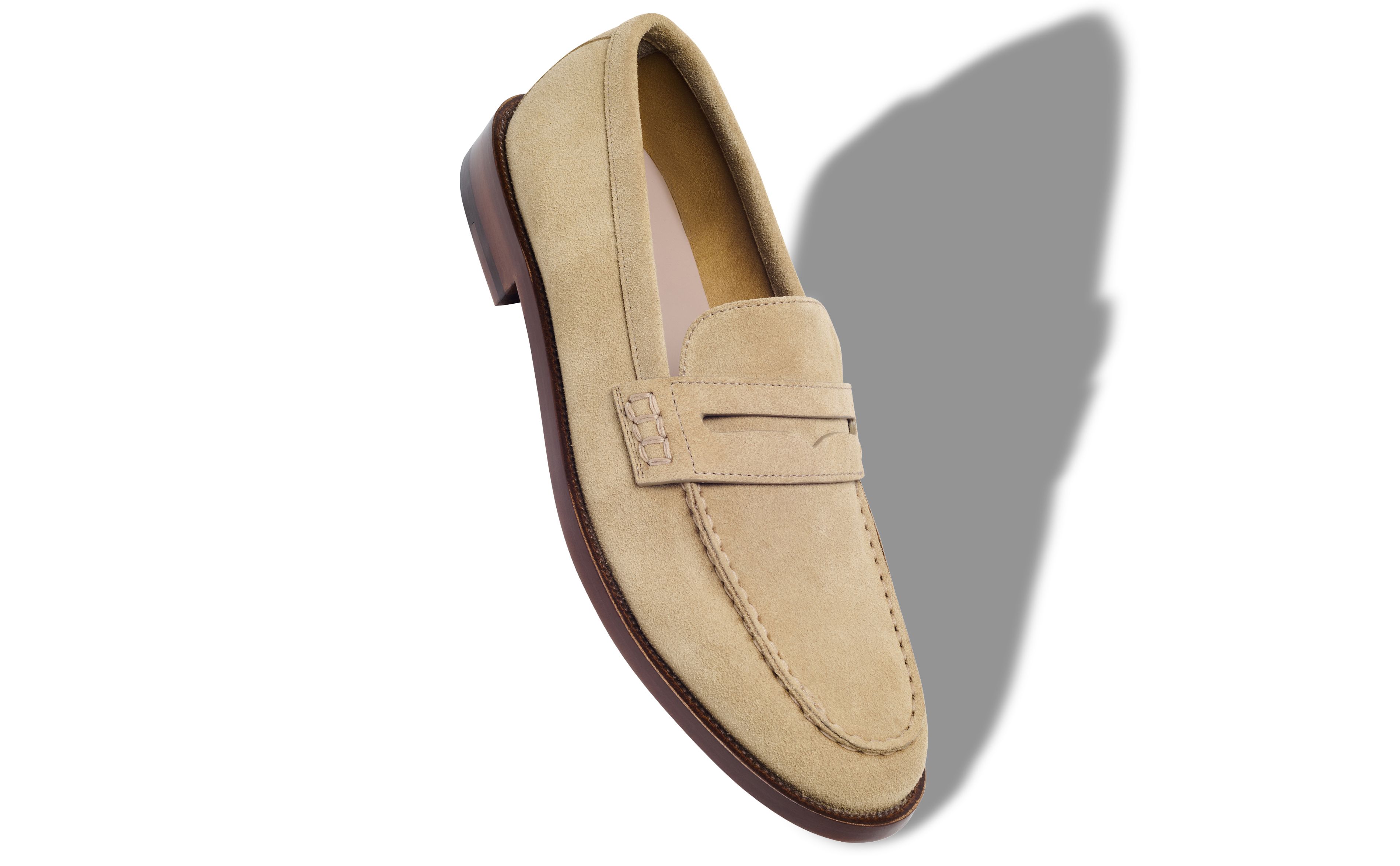 Designer Beige Suede Penny Loafers  - Image small_image