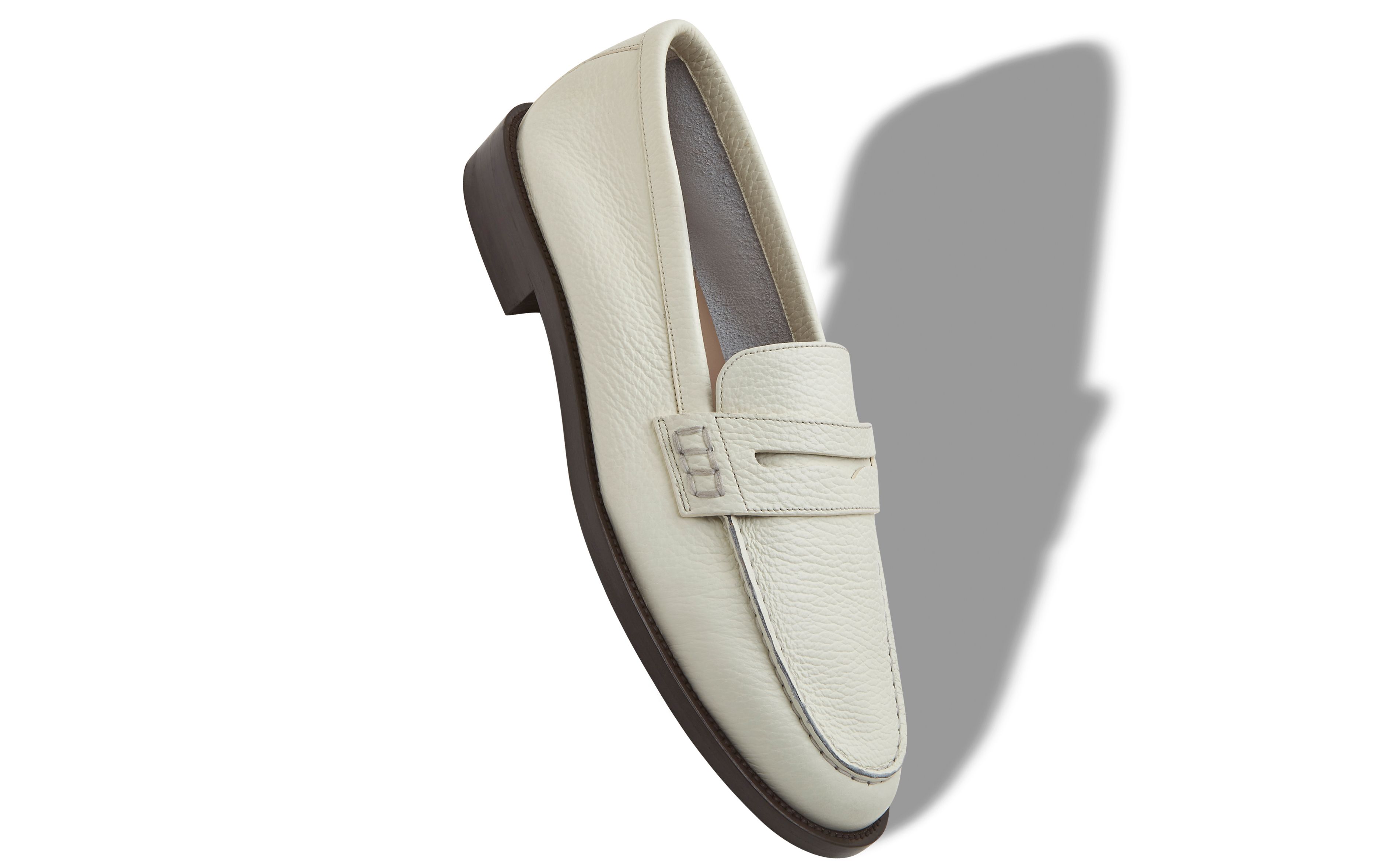 Designer White Calf Leather Penny Loafers - Image small_image