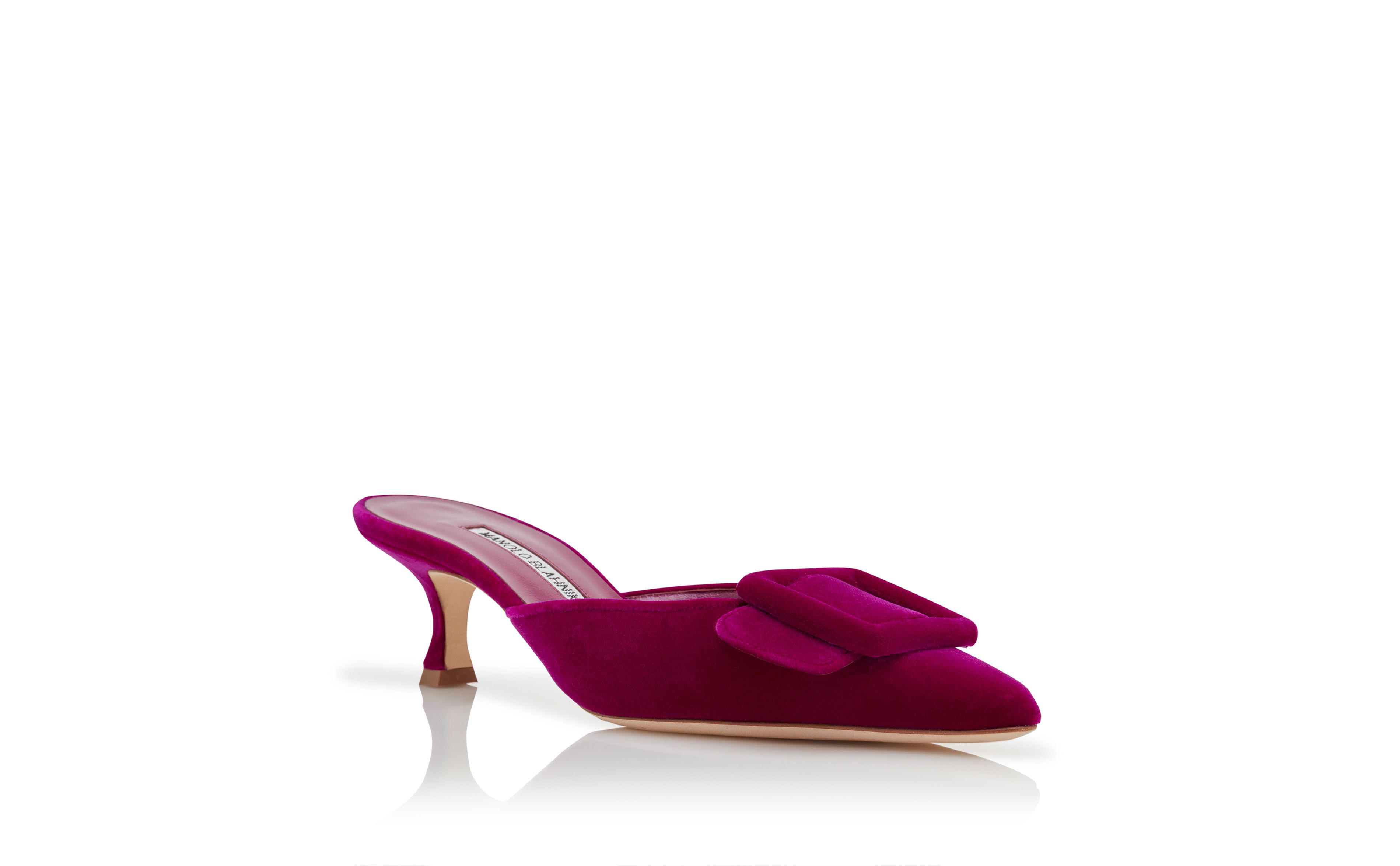 Designer Purple Velvet Buckle Detail Mules - Image Upsell