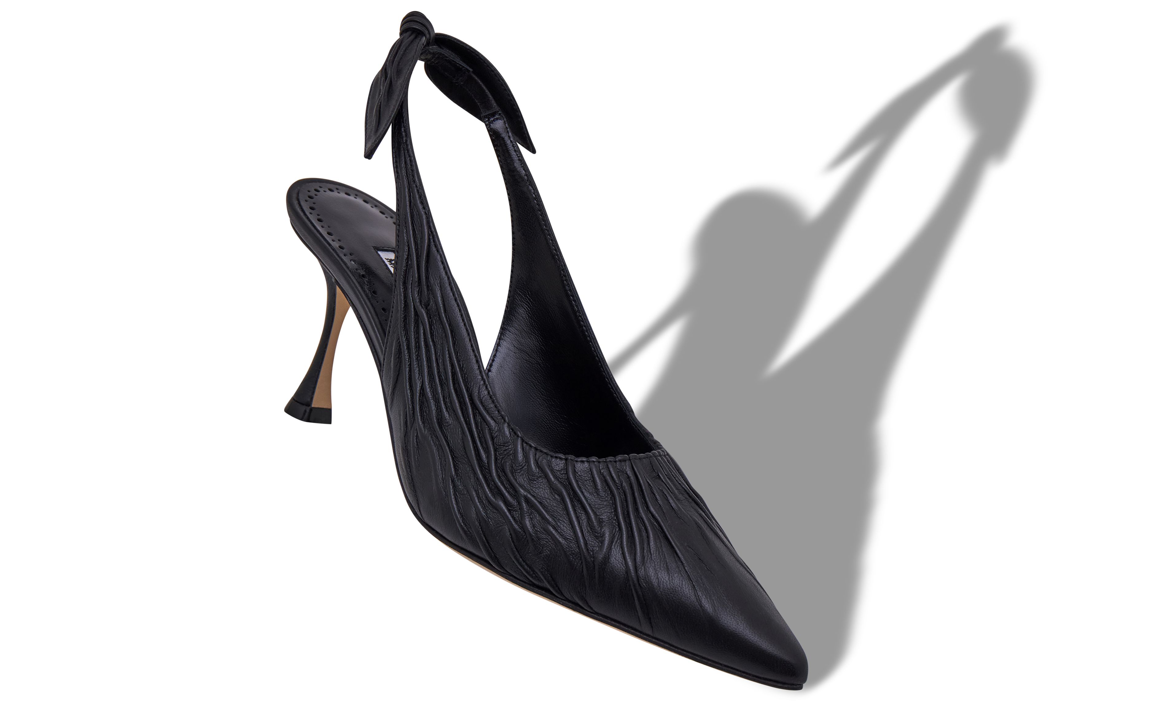 Designer Black Nappa Leather Slingback Pumps - Image small_image