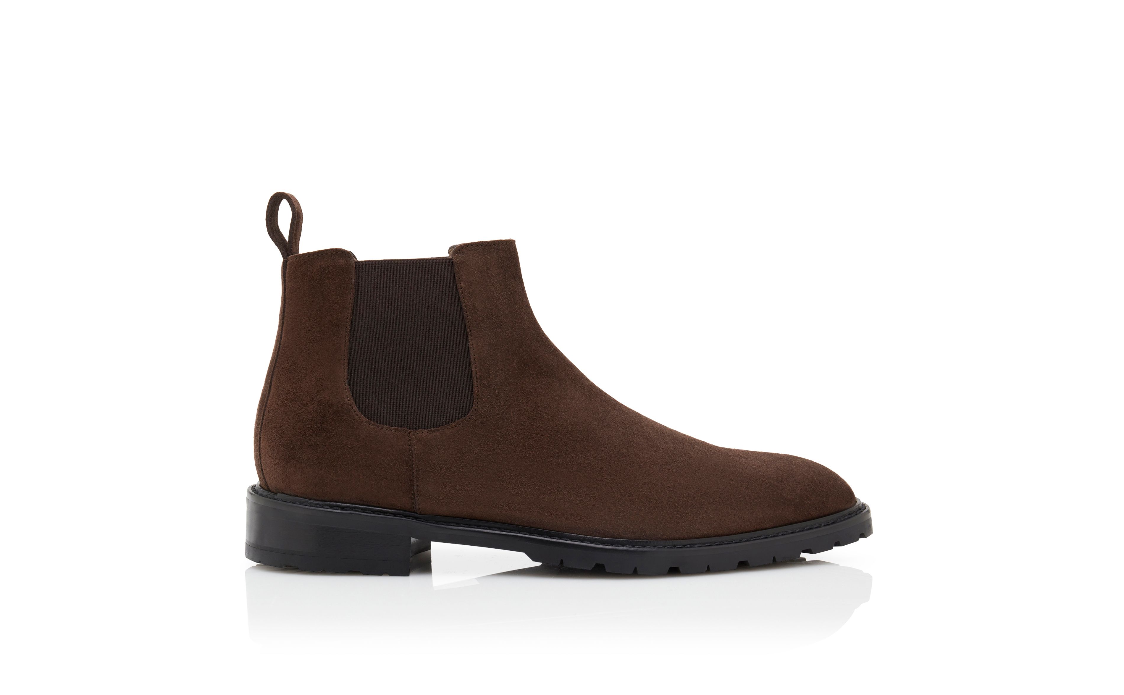 Designer Brown Suede Ankle Boots - Image Side View