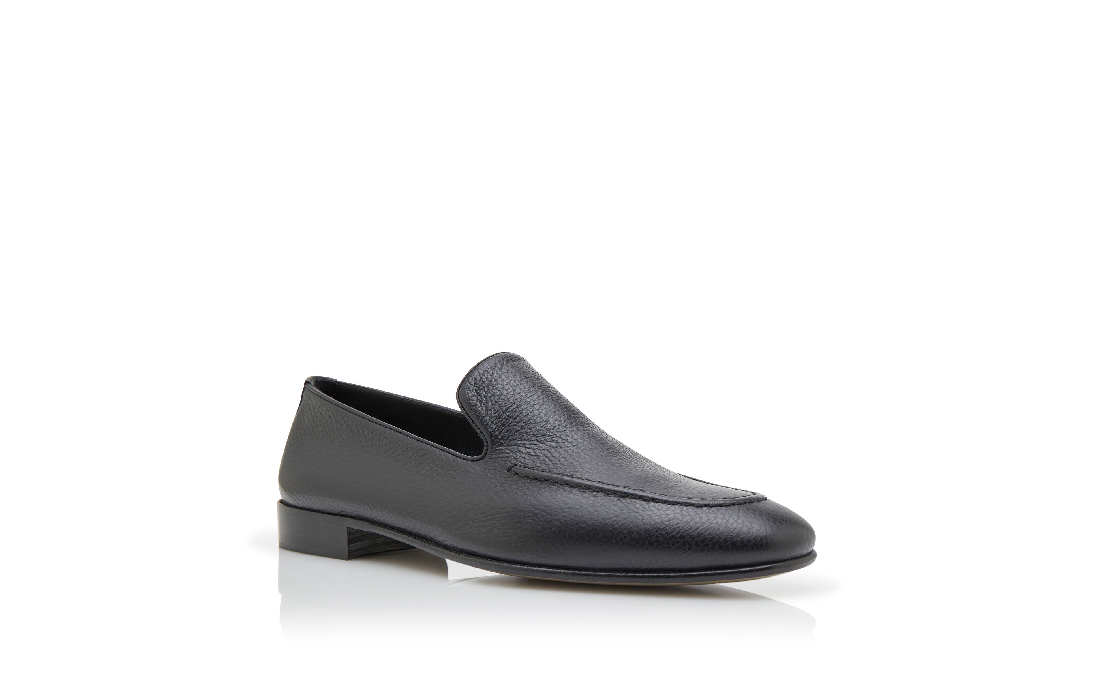 Designer Black Calf Leather Loafers  - Image Upsell