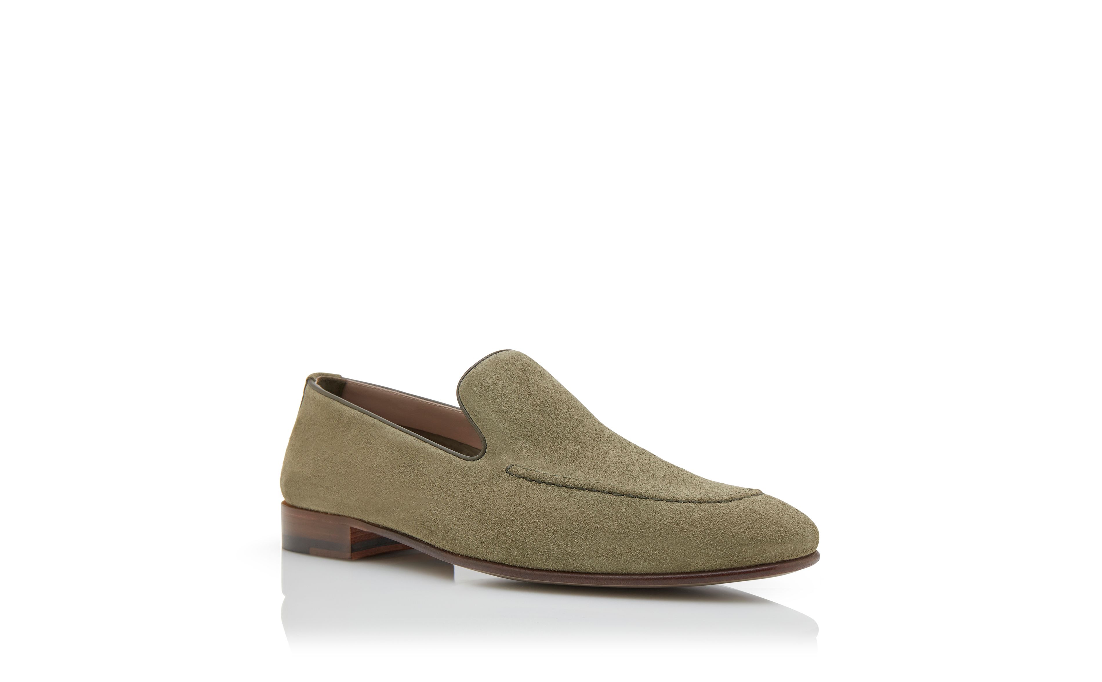 Designer Khaki Suede Loafers  - Image Upsell