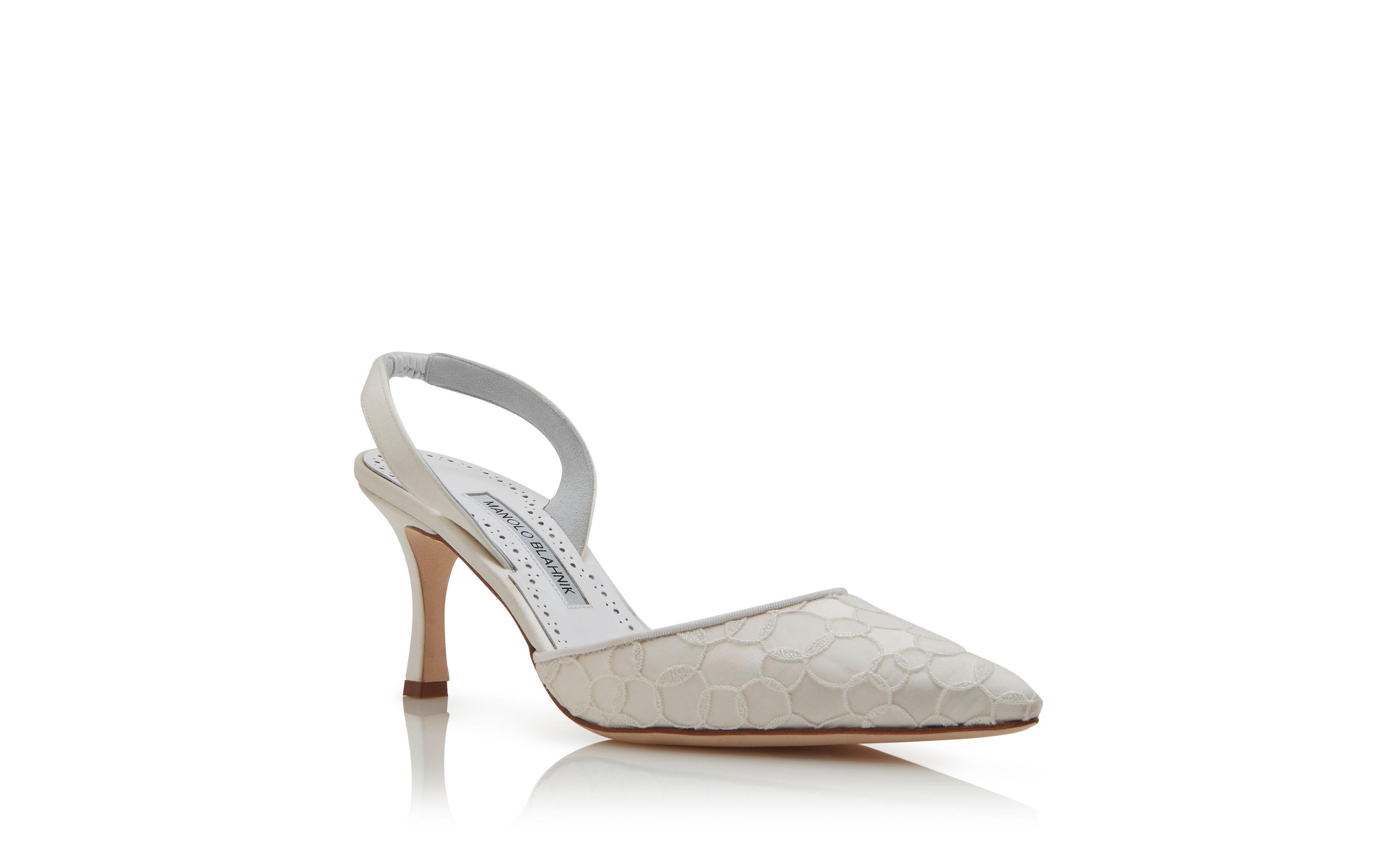 Designer Cream Satin Slingback Pumps - Image Upsell