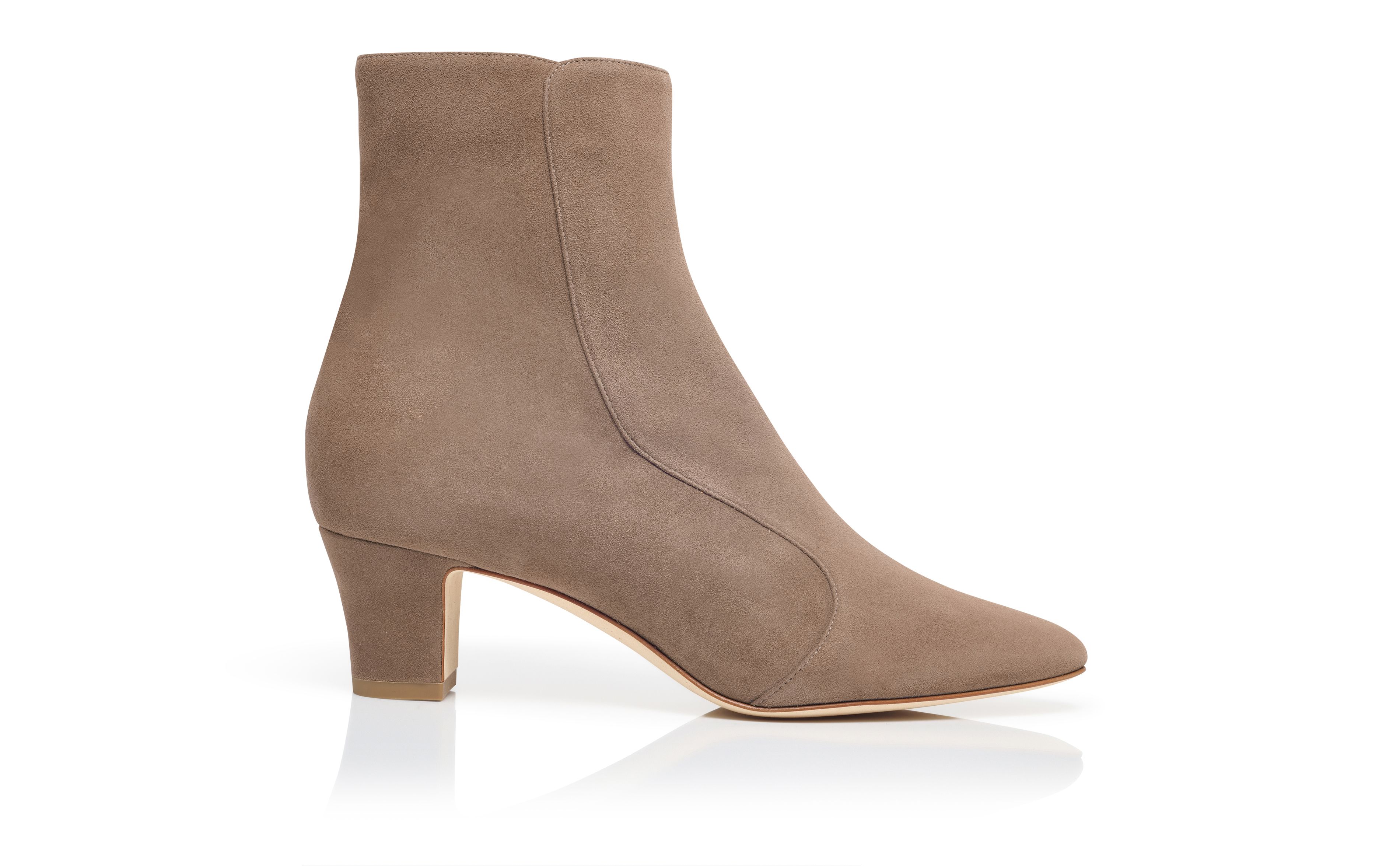 Designer Light Brown Suede Ankle Boots - Image Side View