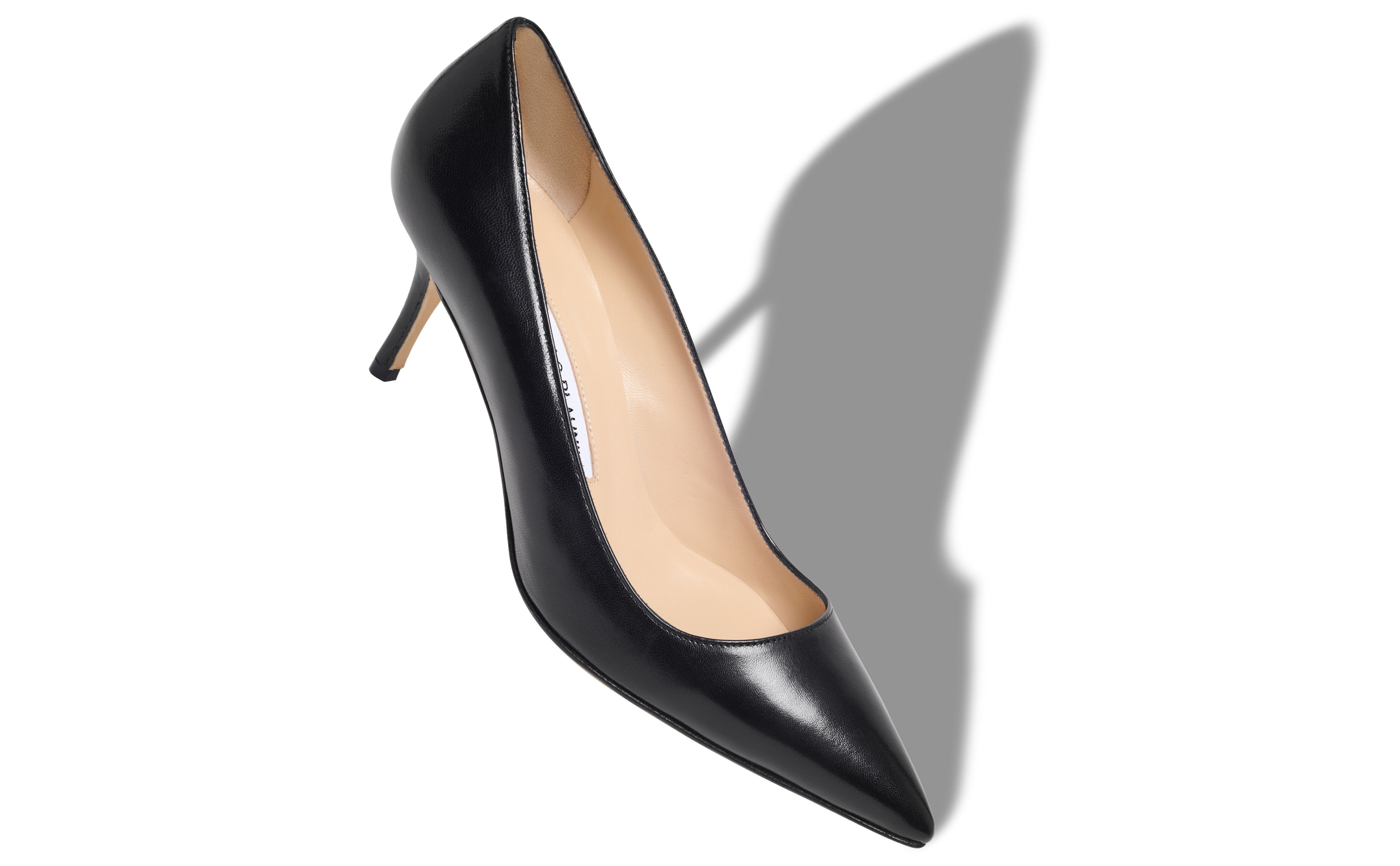 Designer Black Leather Pointed Toe Pumps - Image small_image