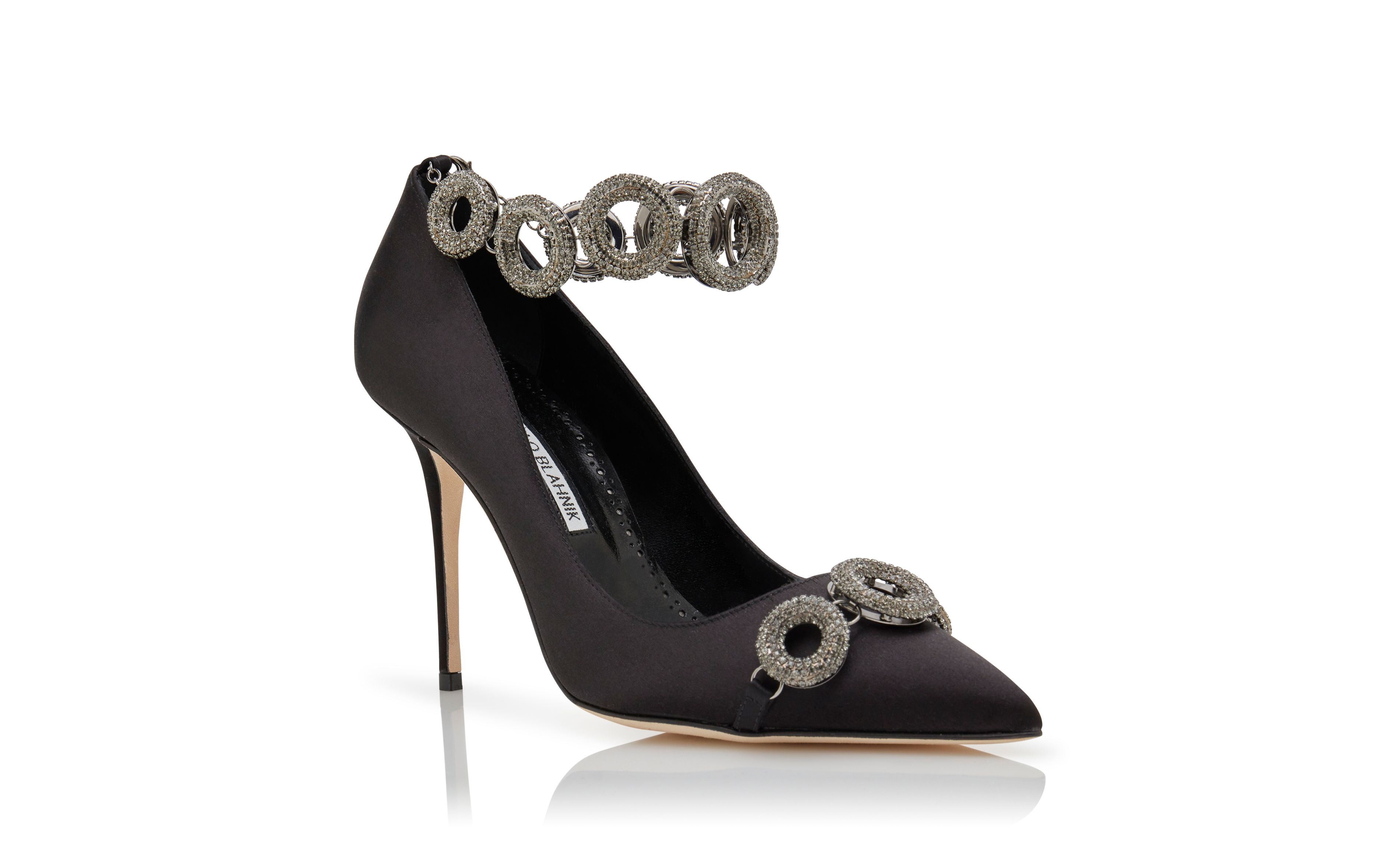 Designer Black Satin Embellished Pumps - Image Upsell