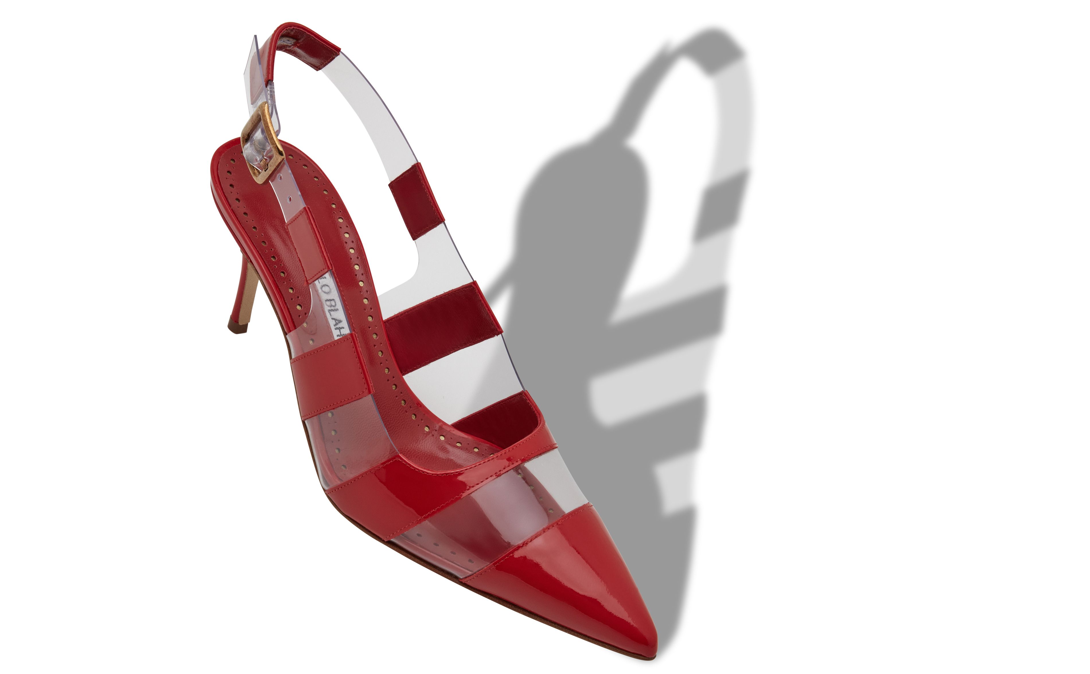 Designer Dark Red Patent Leather Slingback Pumps
 - Image small_image