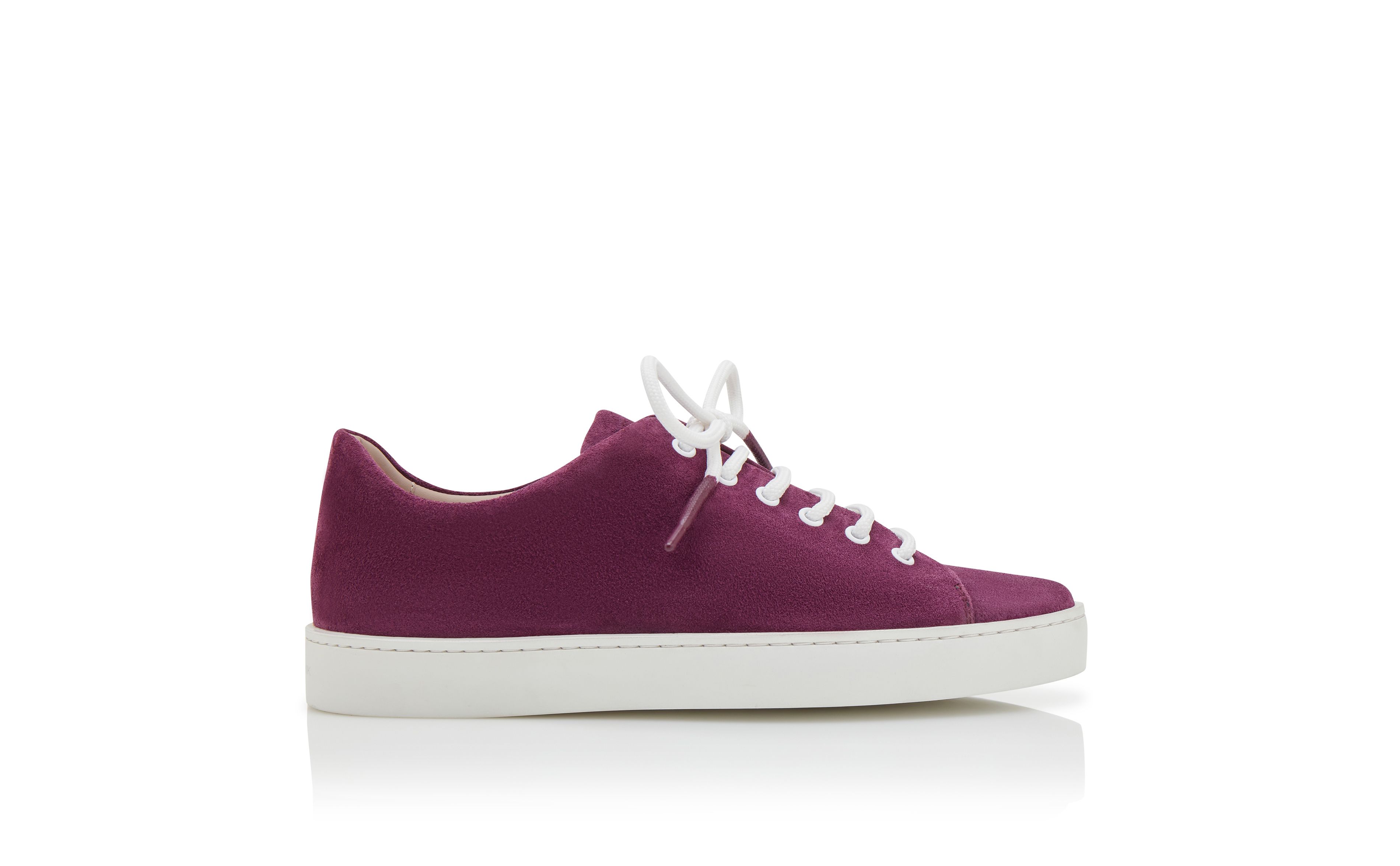 Designer Purple Suede Lace-Up Sneakers - Image Side View