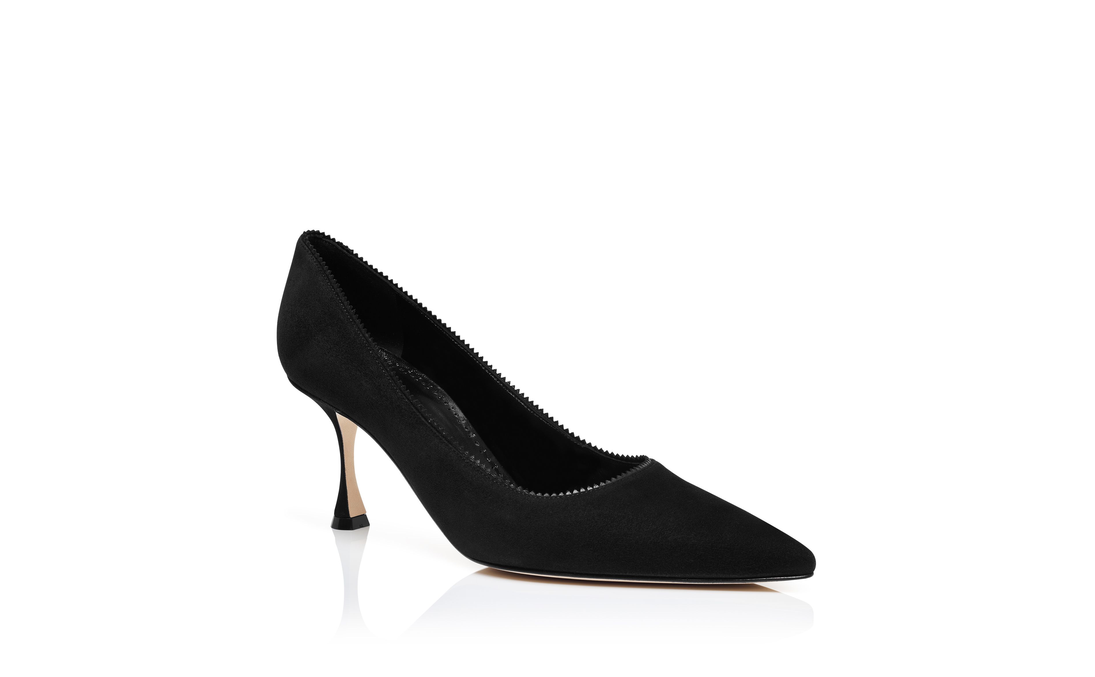 Designer Black Suede Pinking Detail Pumps - Image Upsell