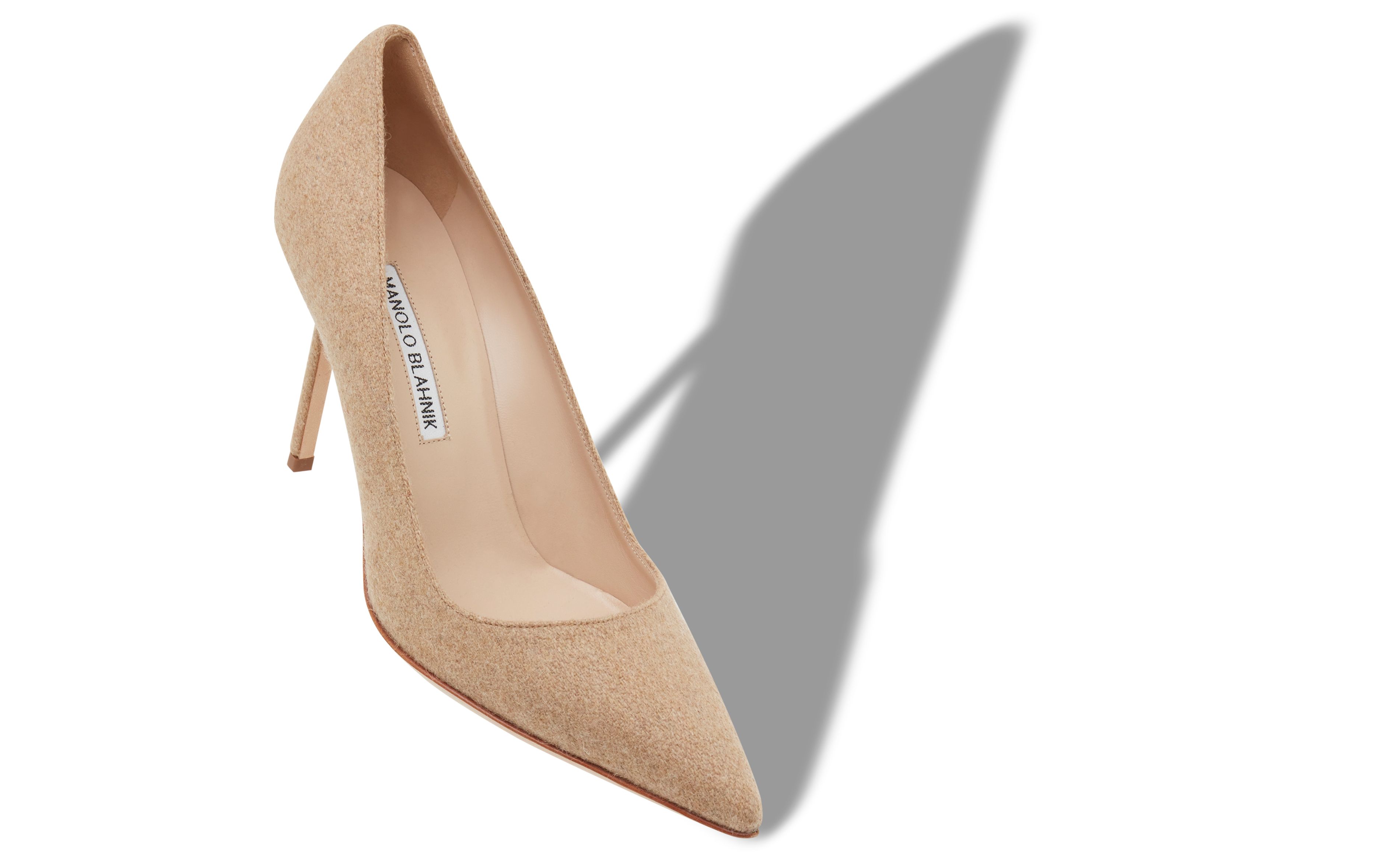 Designer Brown Wool Pointed Toe Pumps - Image small_image