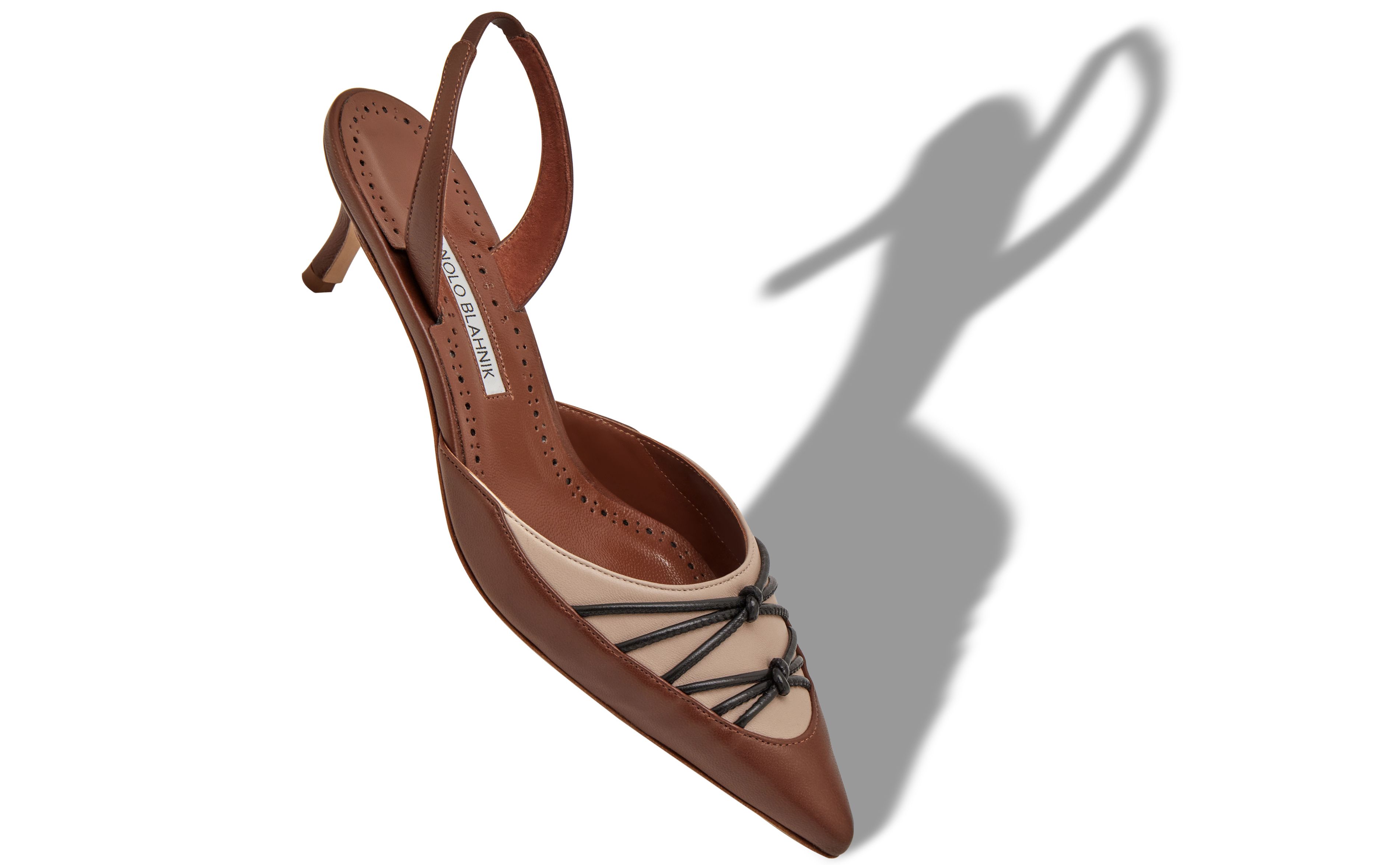 Designer Brown Nappa Leather Slingback Pumps - Image small_image