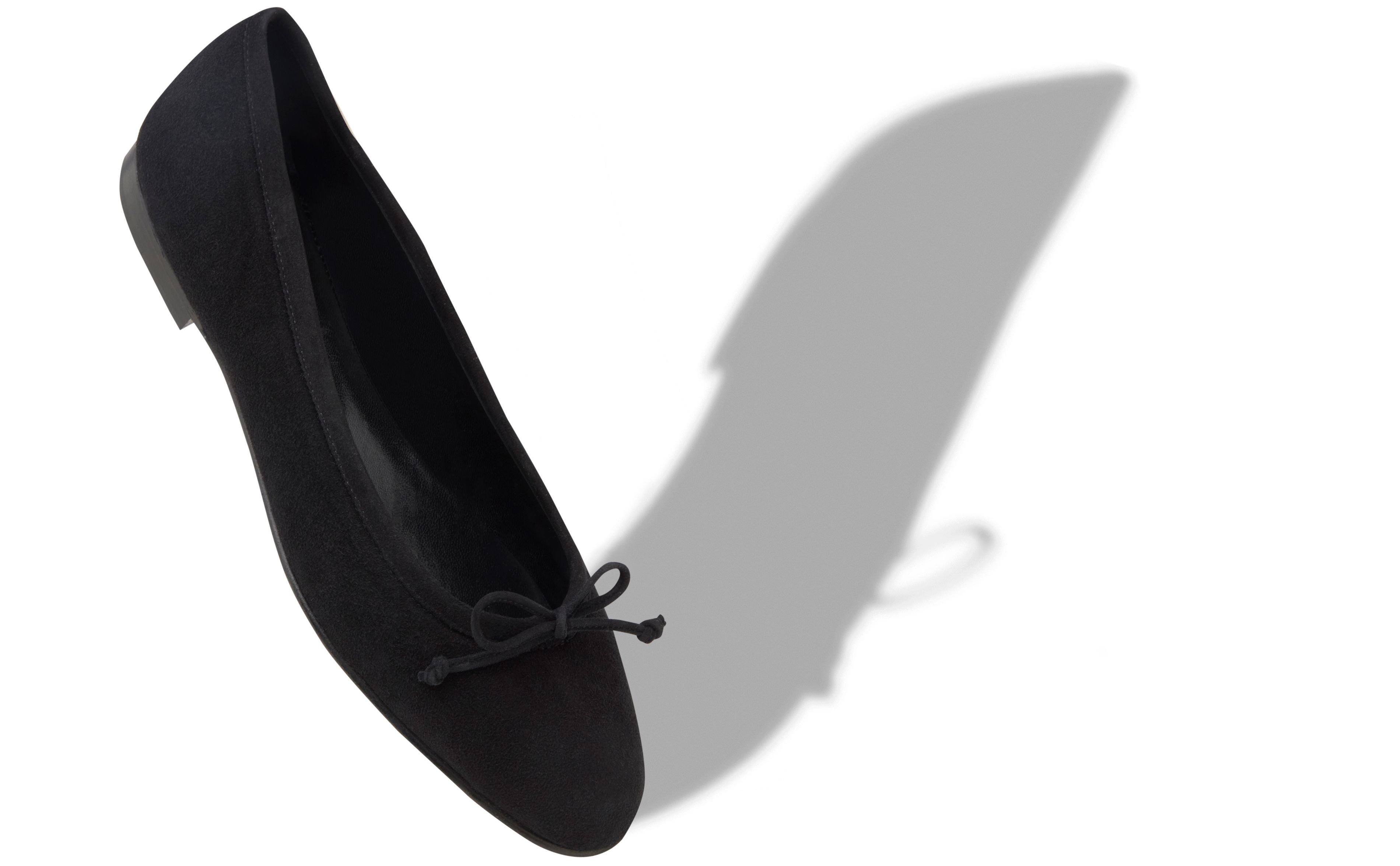 Designer Black Suede Ballerina Flats - Image small_image