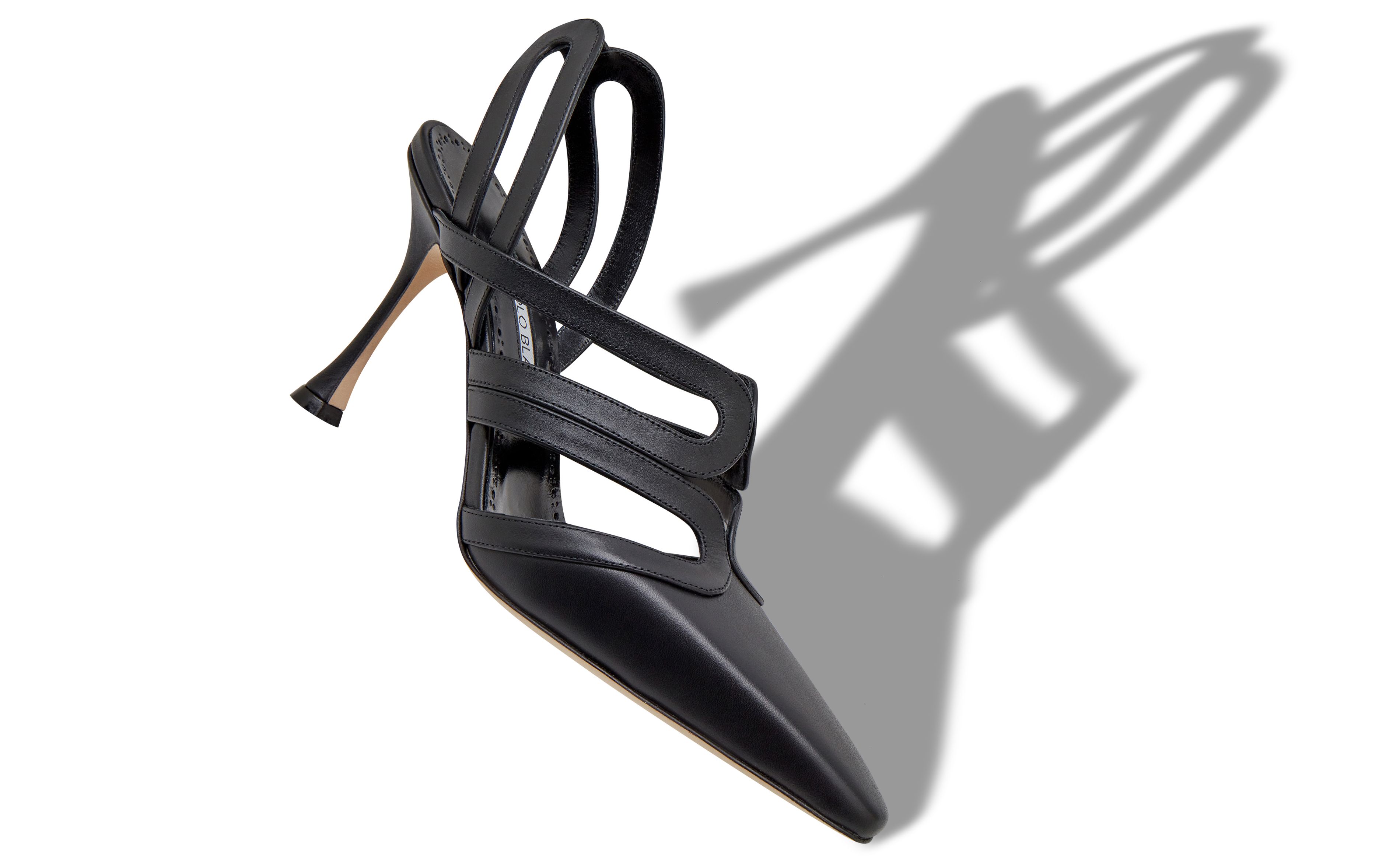 Designer Black Calf Leather Slingback Pumps - Image small_image