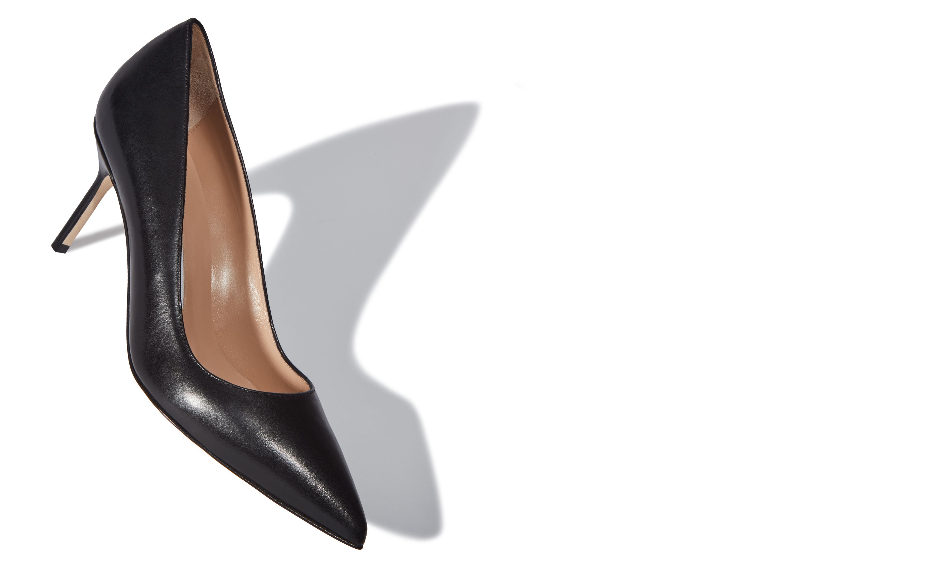 BB CALF 70, Black Calf Leather pointed toe Pumps