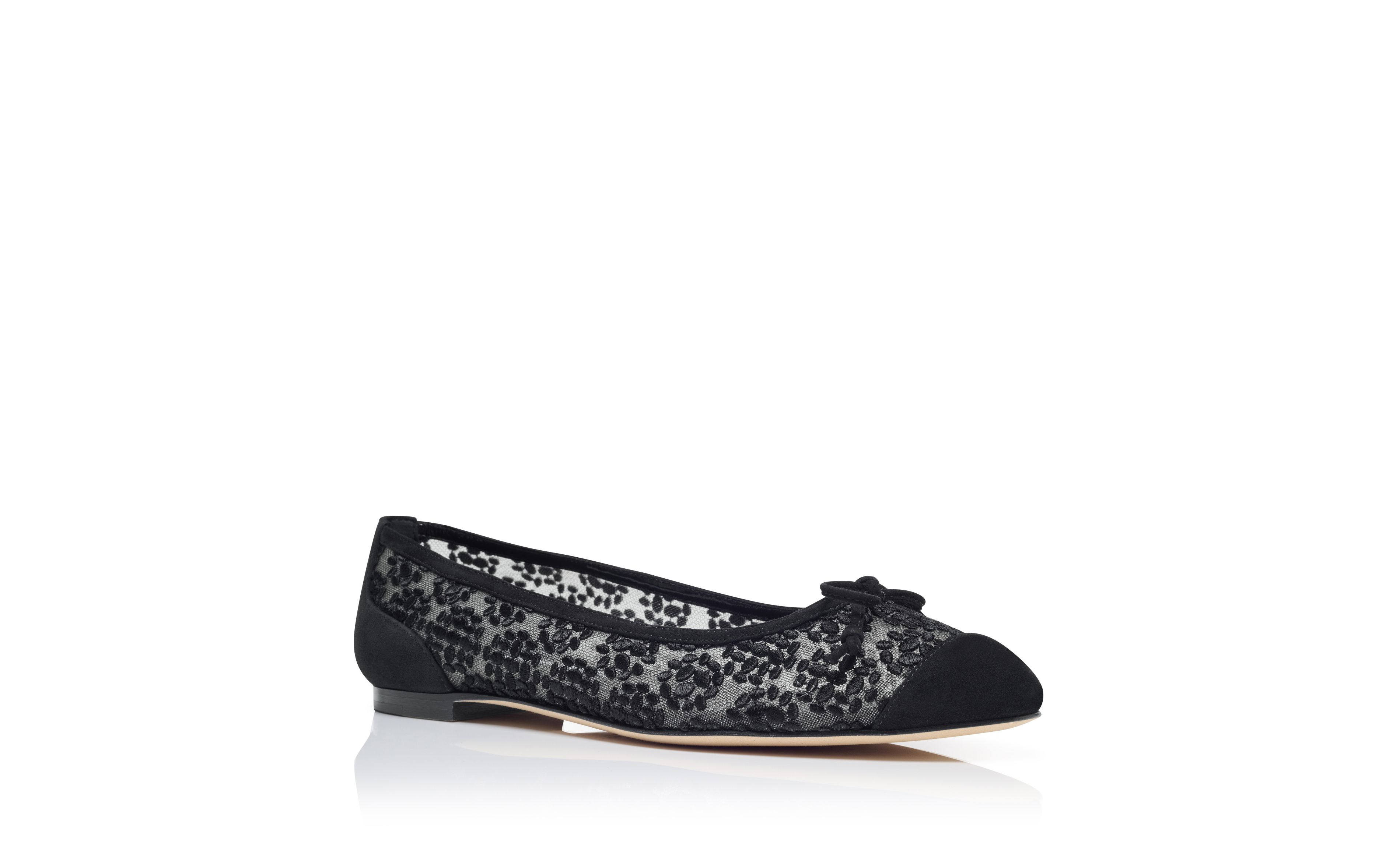 Designer Black Lace Ballerina Flats - Image Upsell