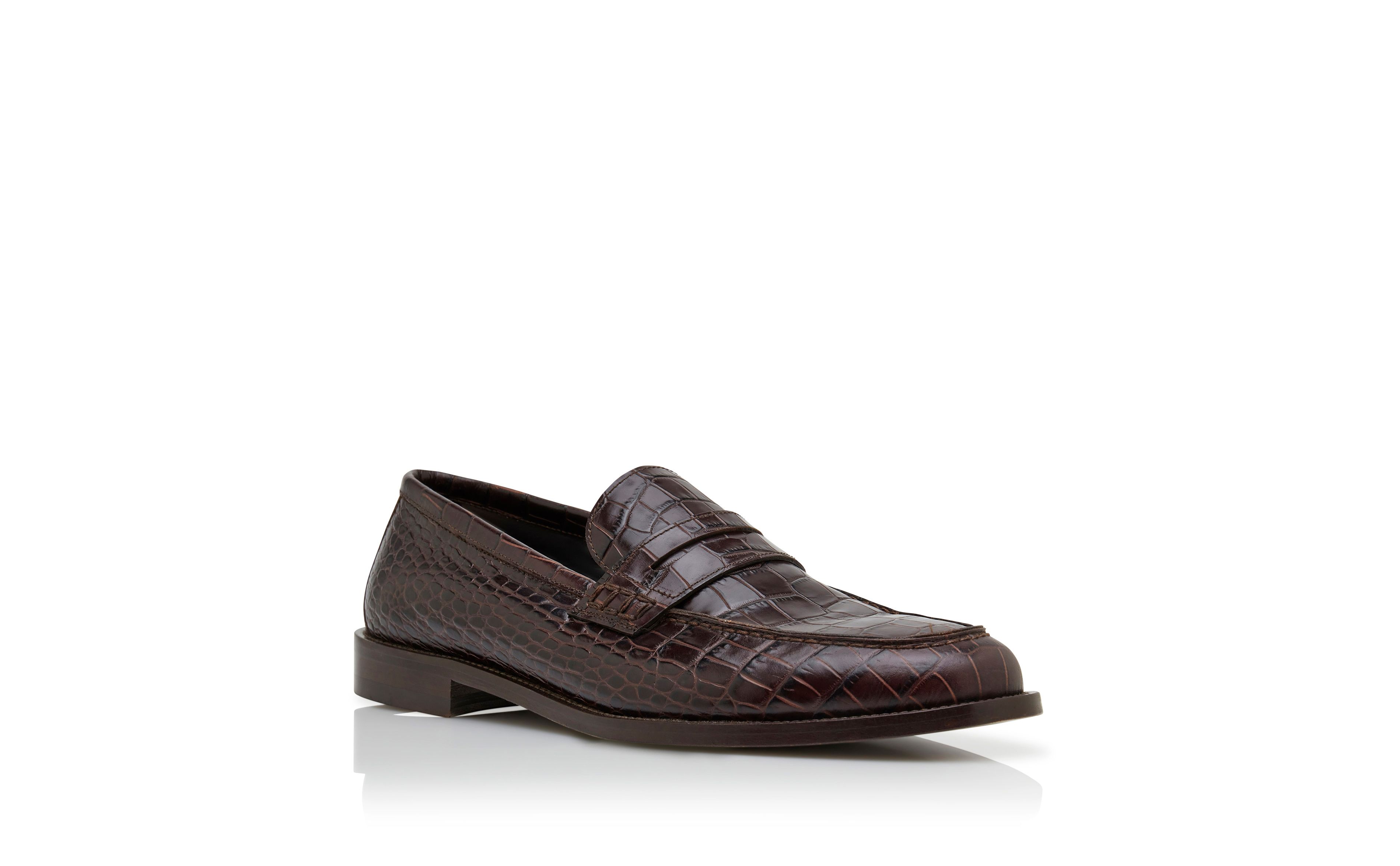 Designer Dark Brown Calf Leather Penny Loafers  - Image Upsell