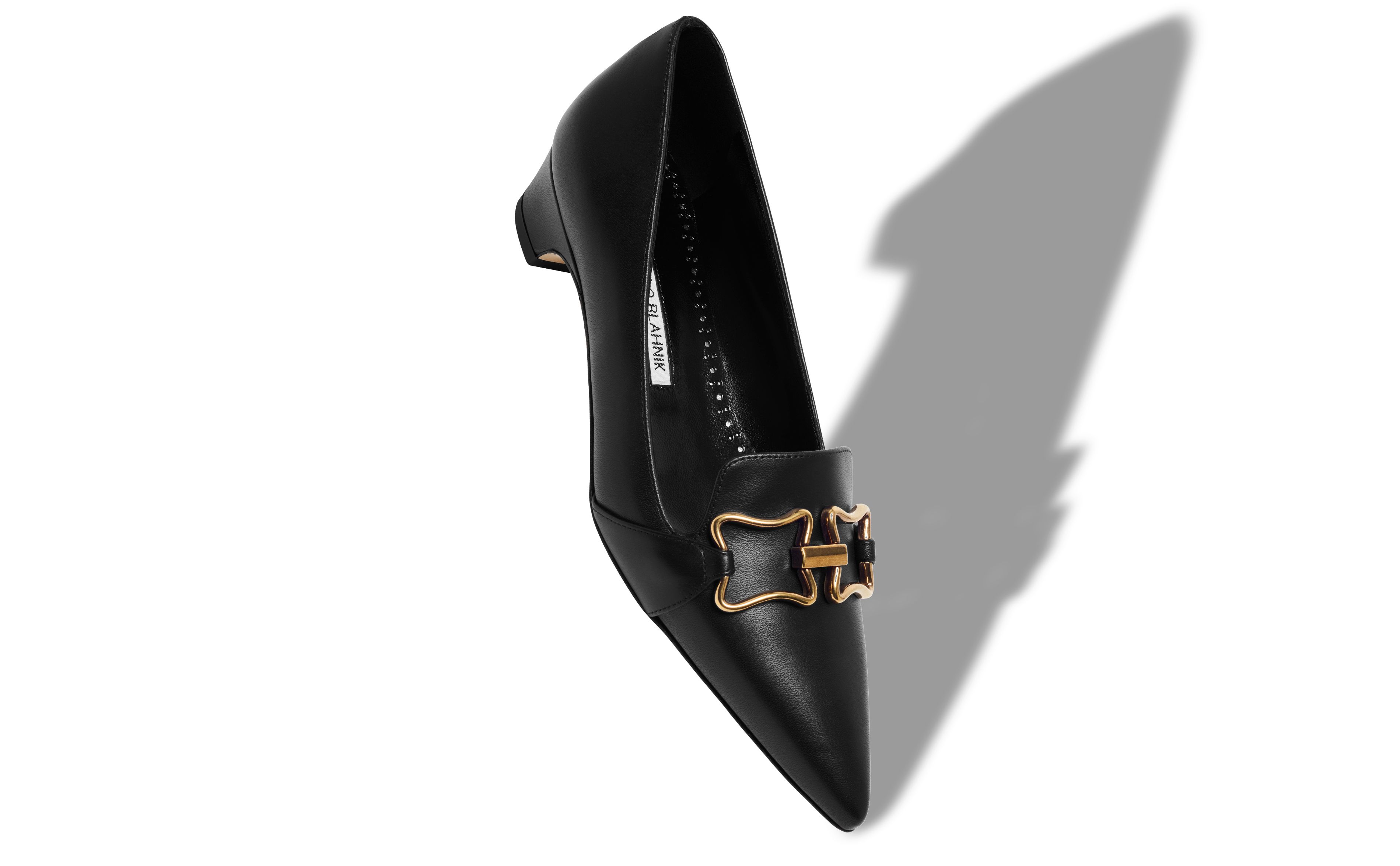 Designer Black Calf Leather Buckle Detail Pumps - Image small_image